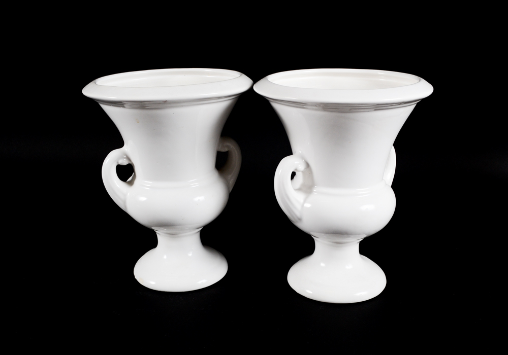 Pair of White Heager Vases
