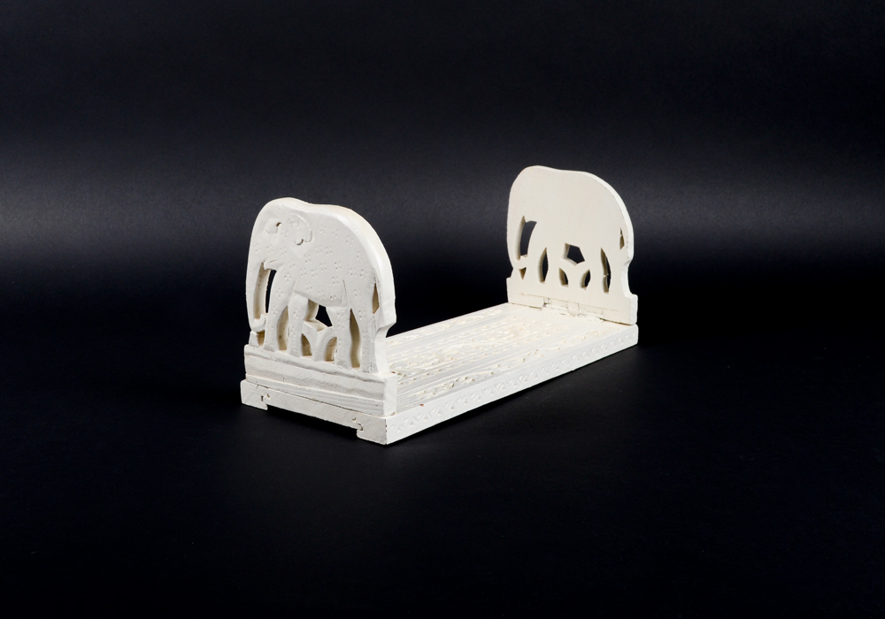 Handcarved Block With Attached Elephant Bookends