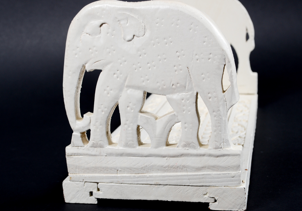 Handcarved Block With Attached Elephant Bookends