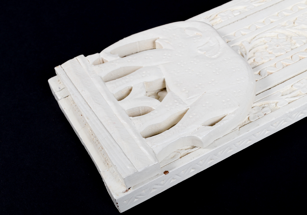 Handcarved Block With Attached Elephant Bookends