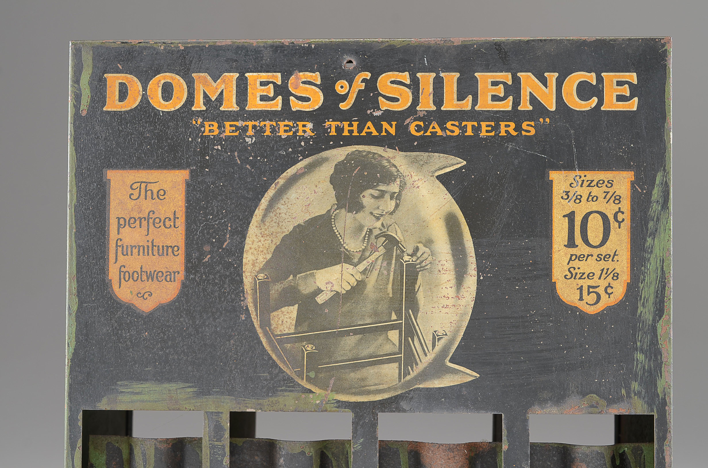 Rare Advertising Tin Display for "Domes of Silence" Eames Chair Feet