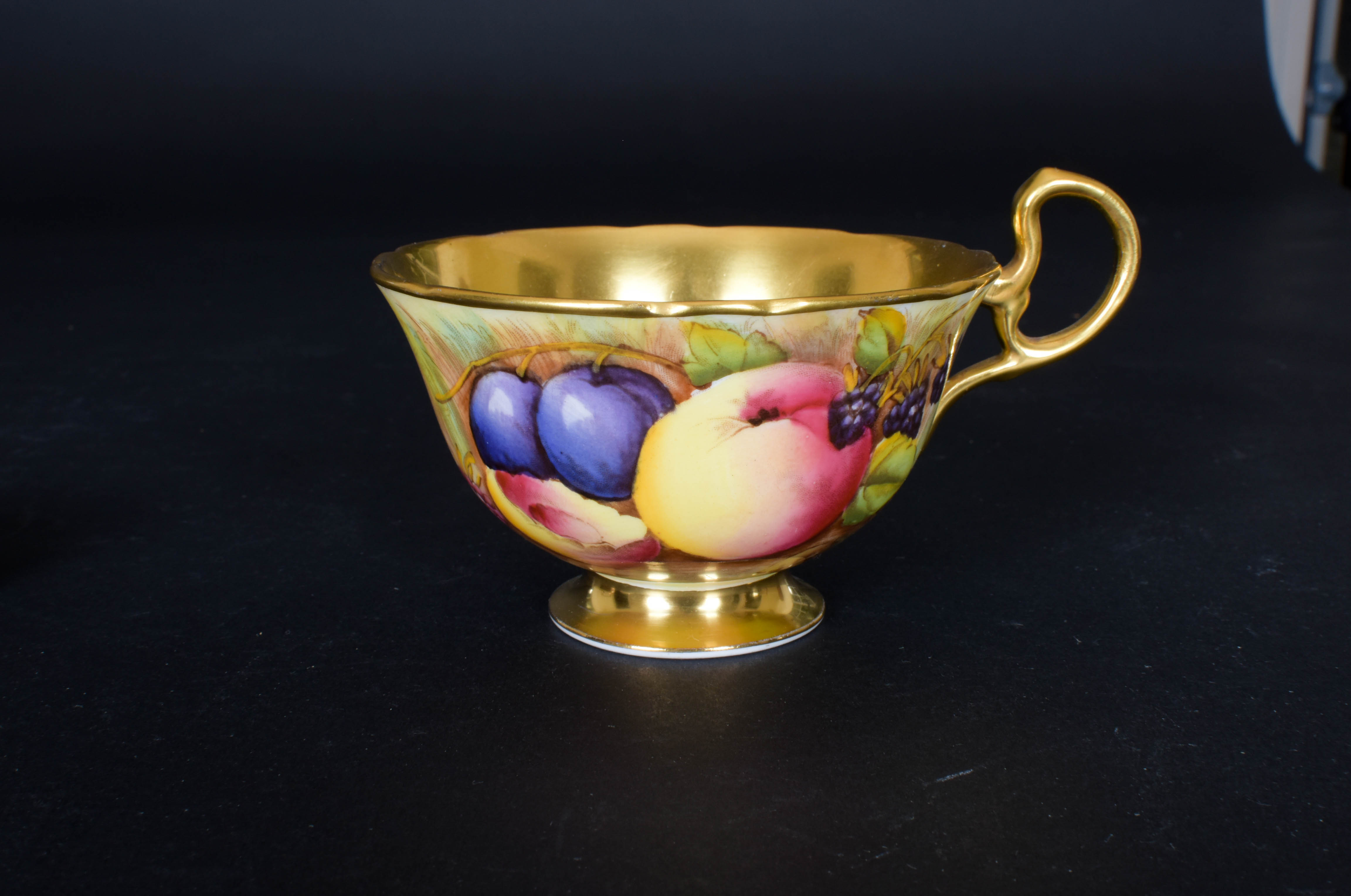 Aynsley Teacup and Saucer with Brass Toned Display Stand