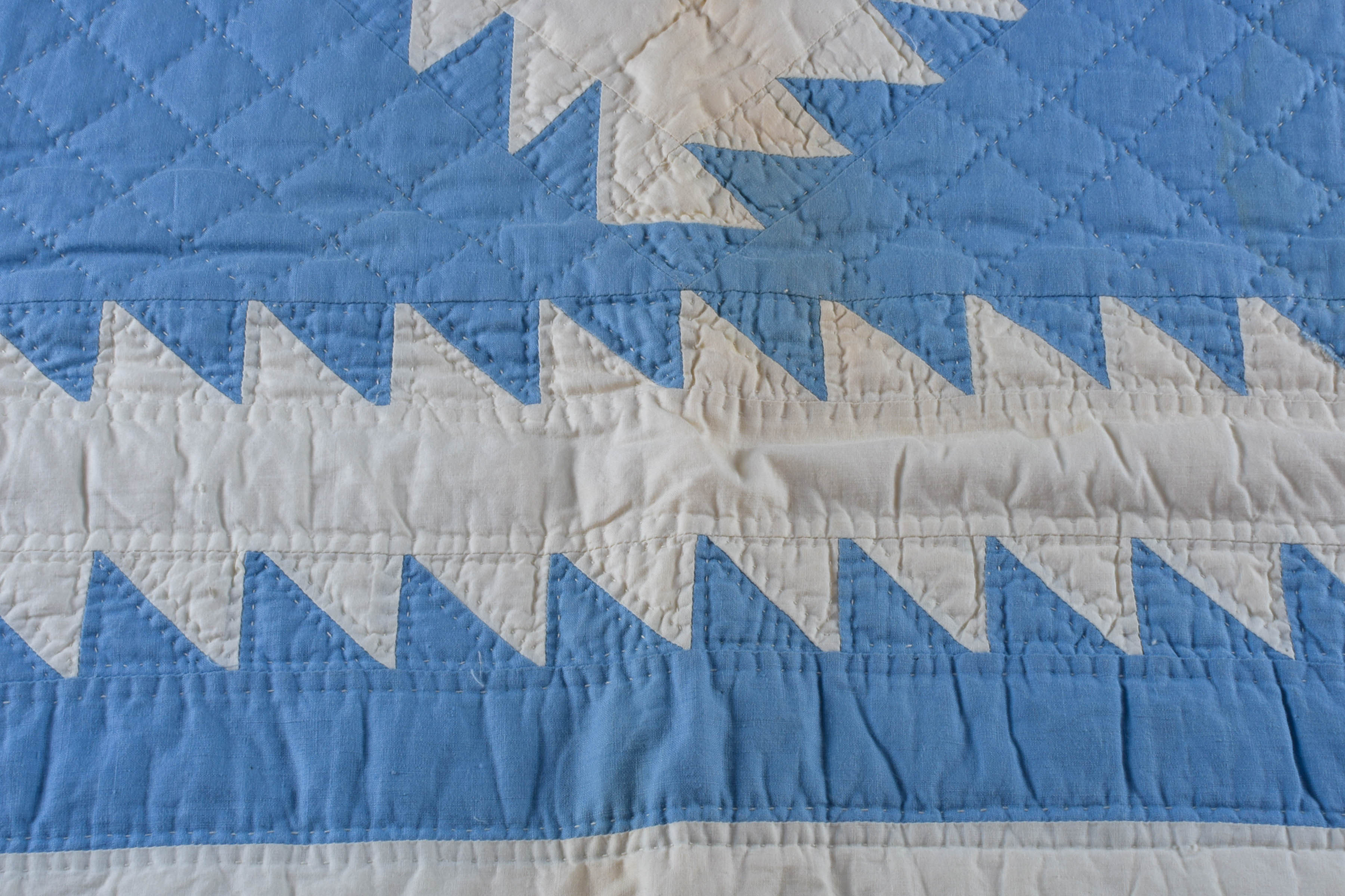 Vintage Hand-Embroidered and Hand-Stitched Patchwork Baby Quilt