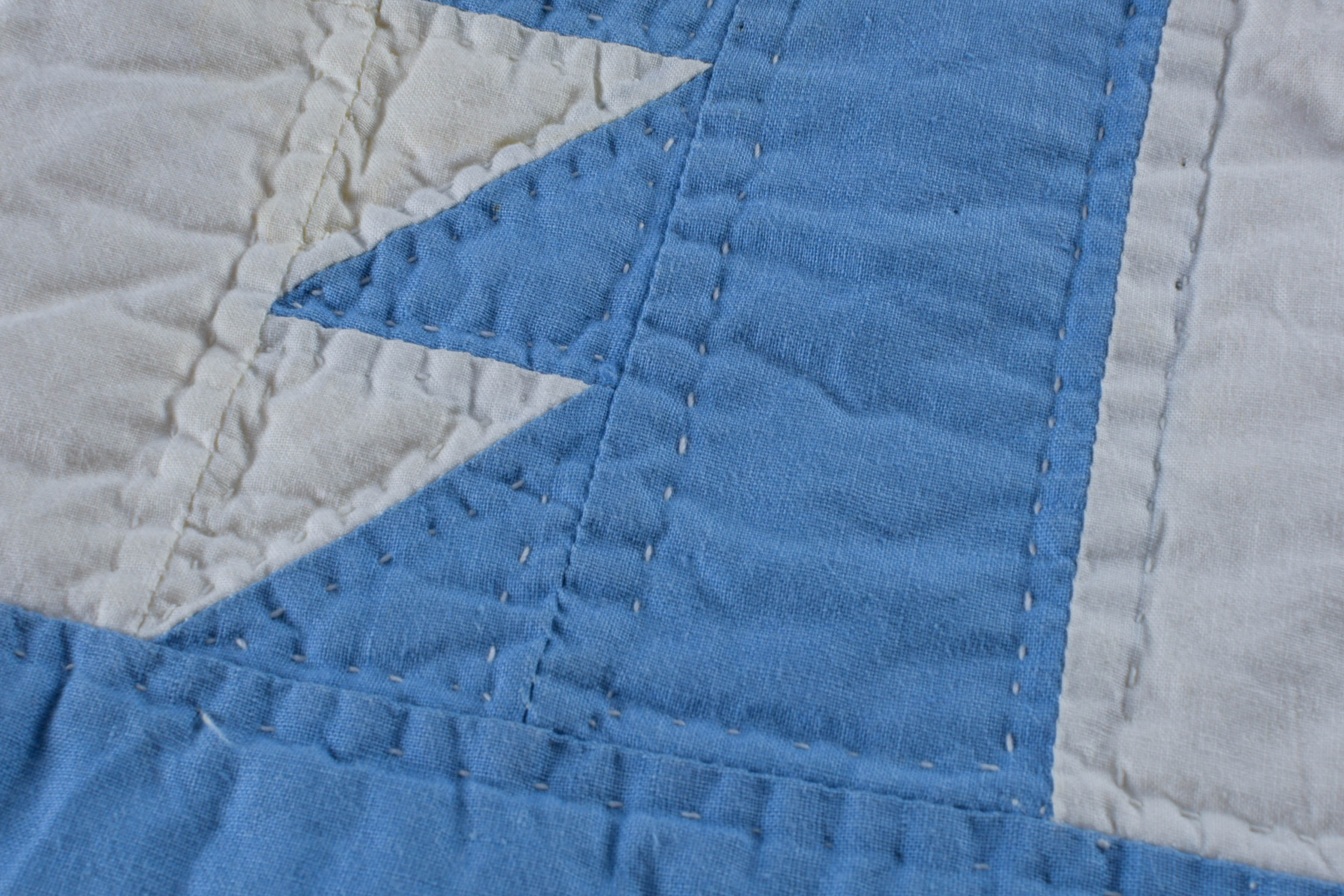 Vintage Hand-Embroidered and Hand-Stitched Patchwork Baby Quilt