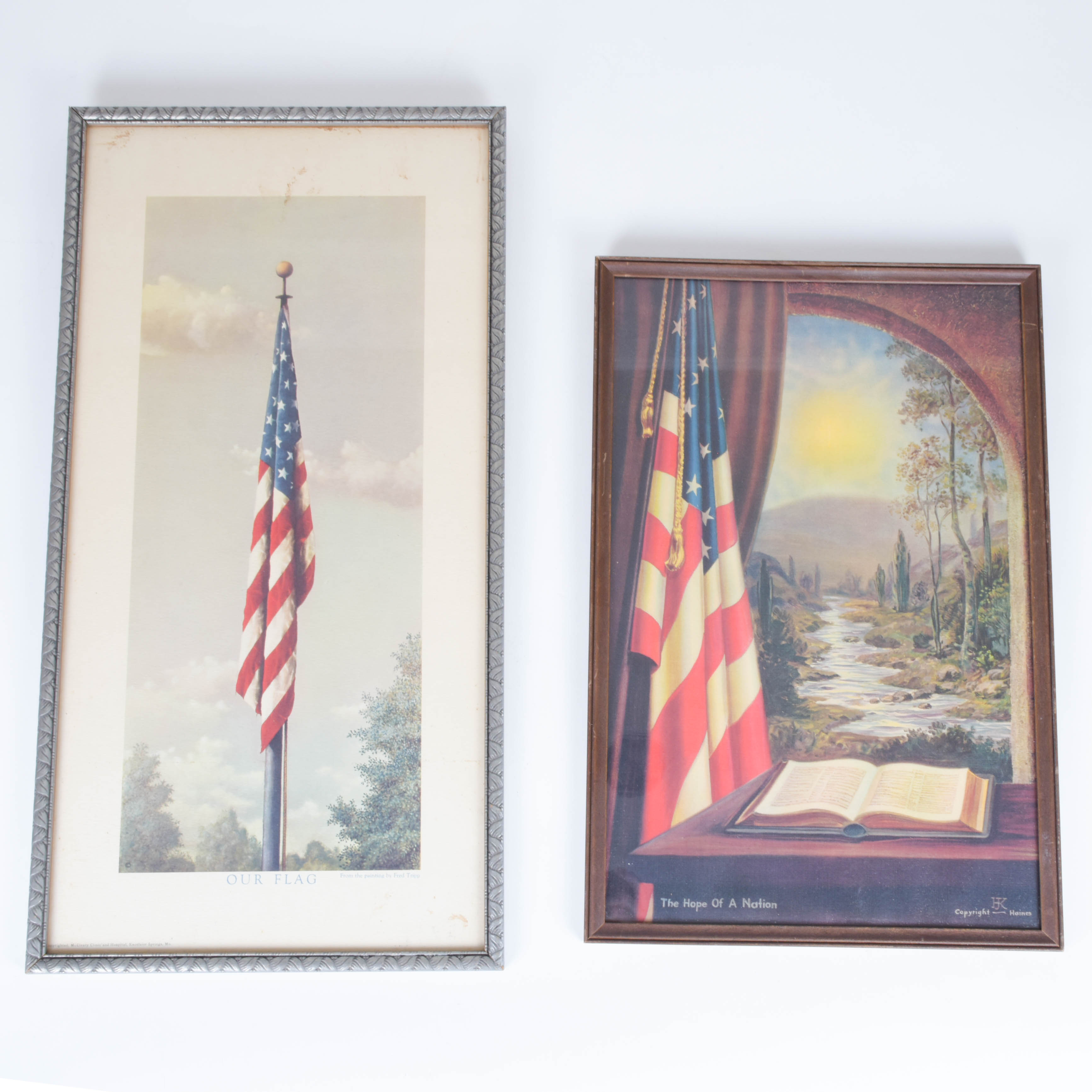 Vintage Pair of Patriotic Prints: "Hope of a Nation" and "Our Flag"