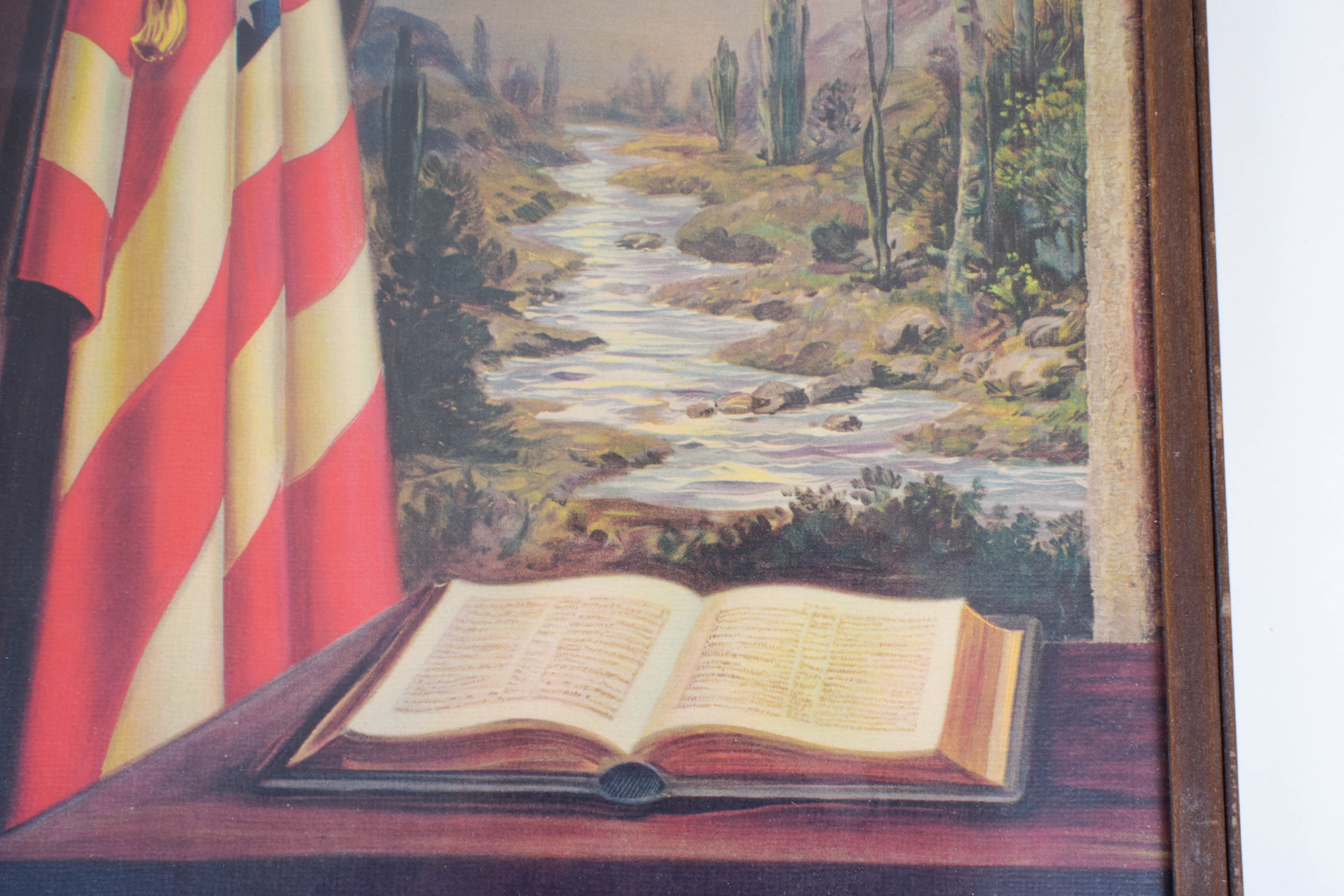 Vintage Pair of Patriotic Prints: "Hope of a Nation" and "Our Flag"