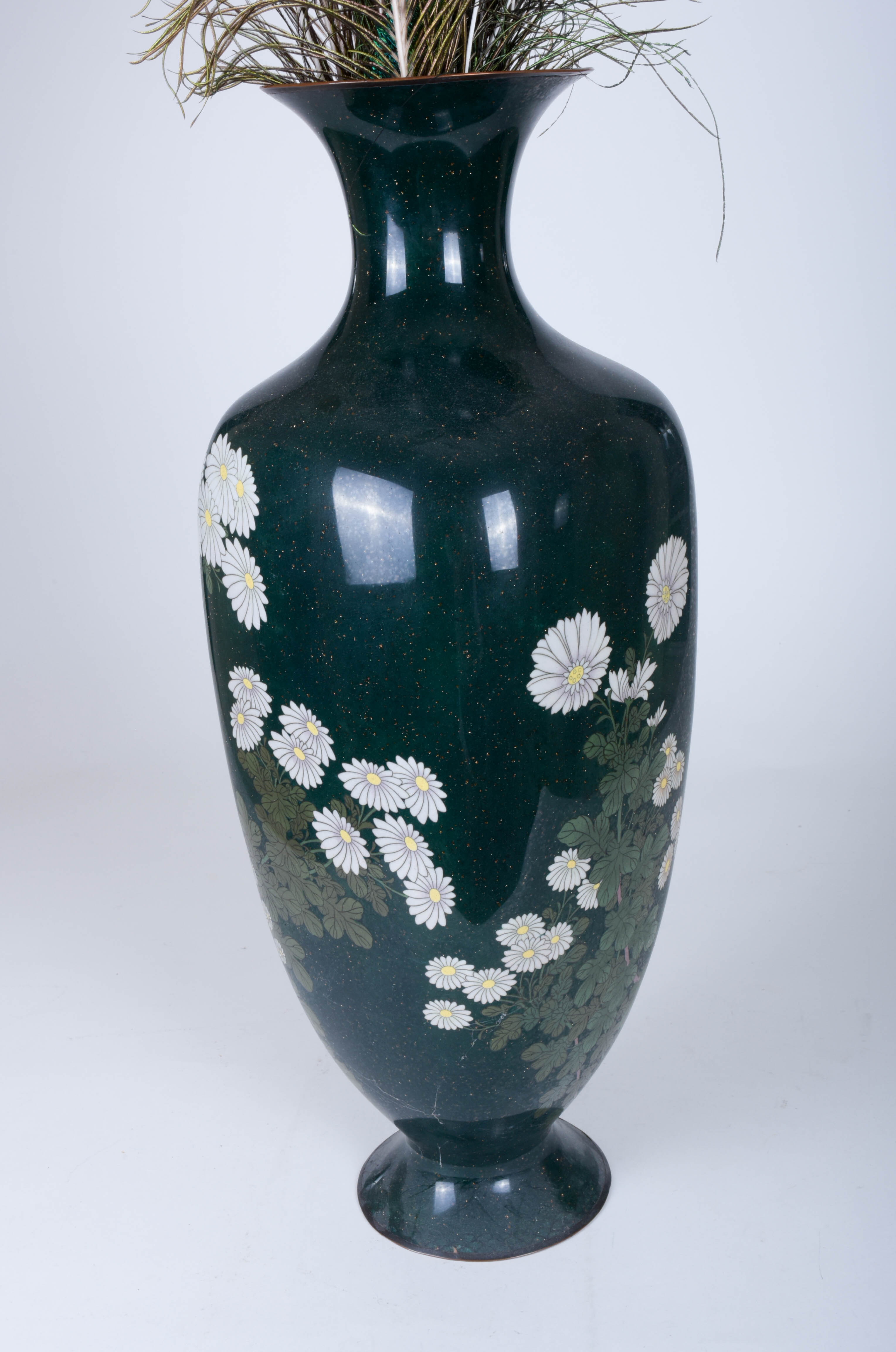 Asian-Style Urn with Peacock Feathers