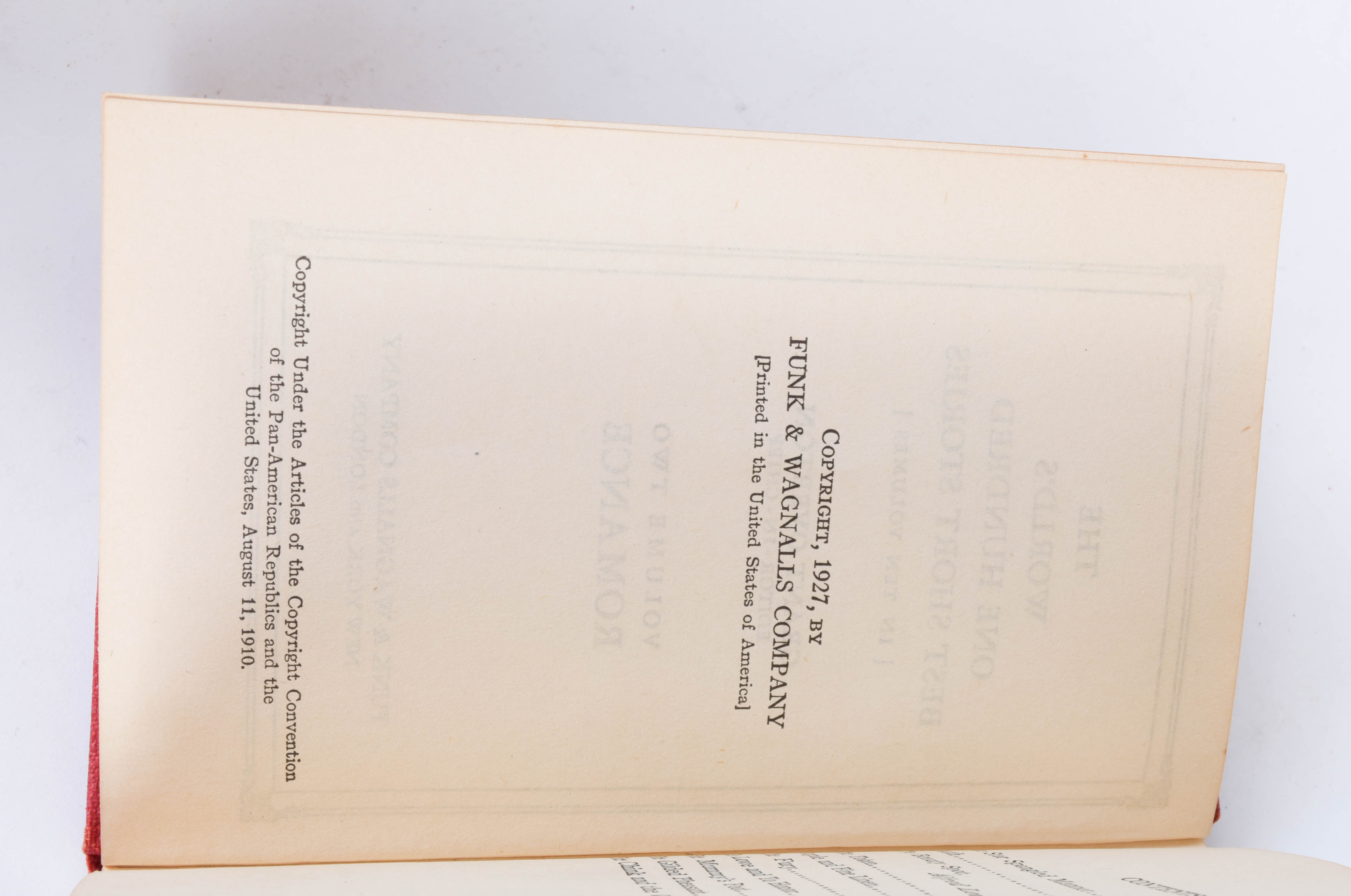 1927 "The World's One Hundred Best Short Stories" Volumes I-X