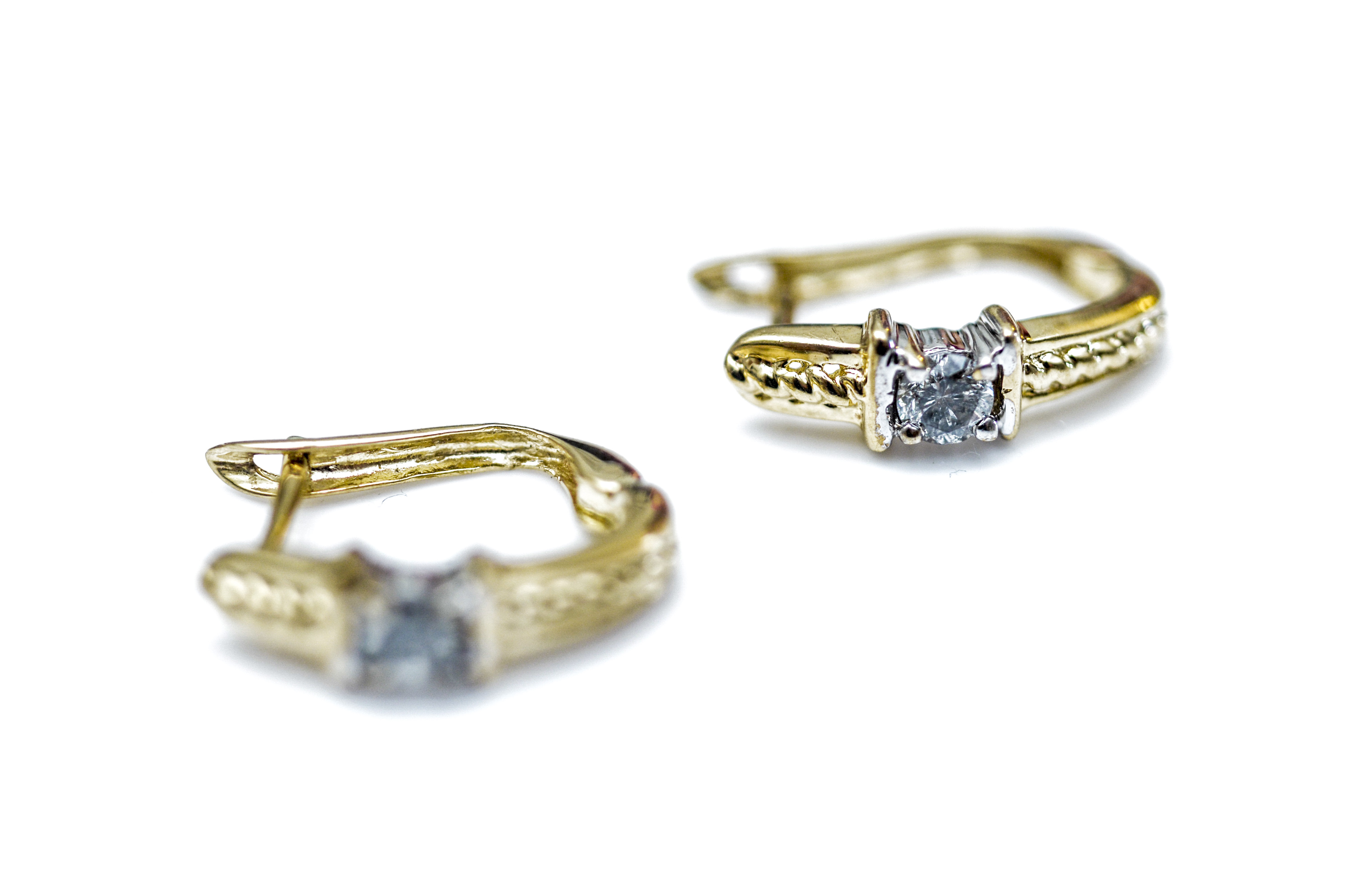 10K Yellow Gold and Diamond Earrings