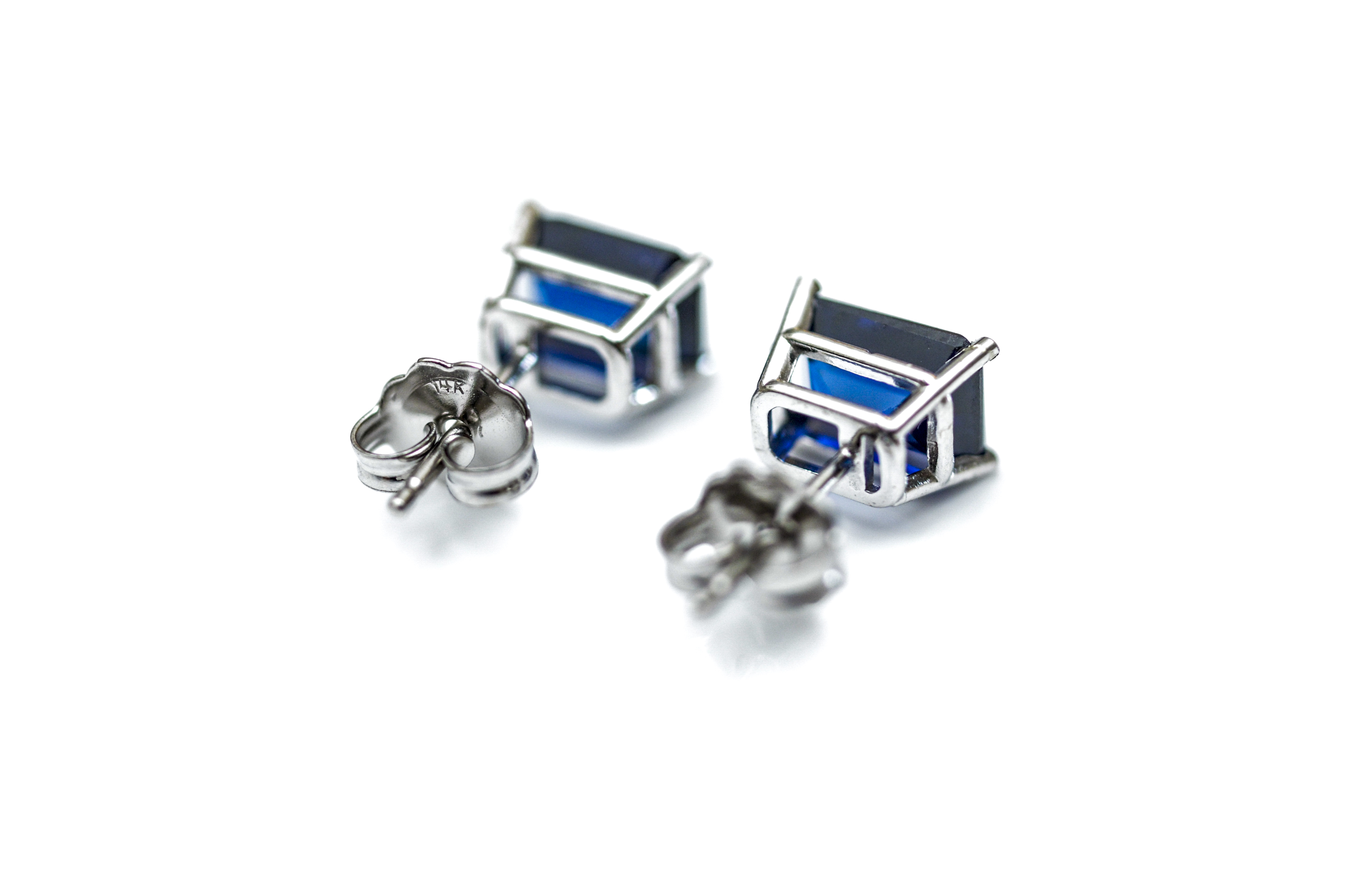 18K White Gold and Sapphire Earrings