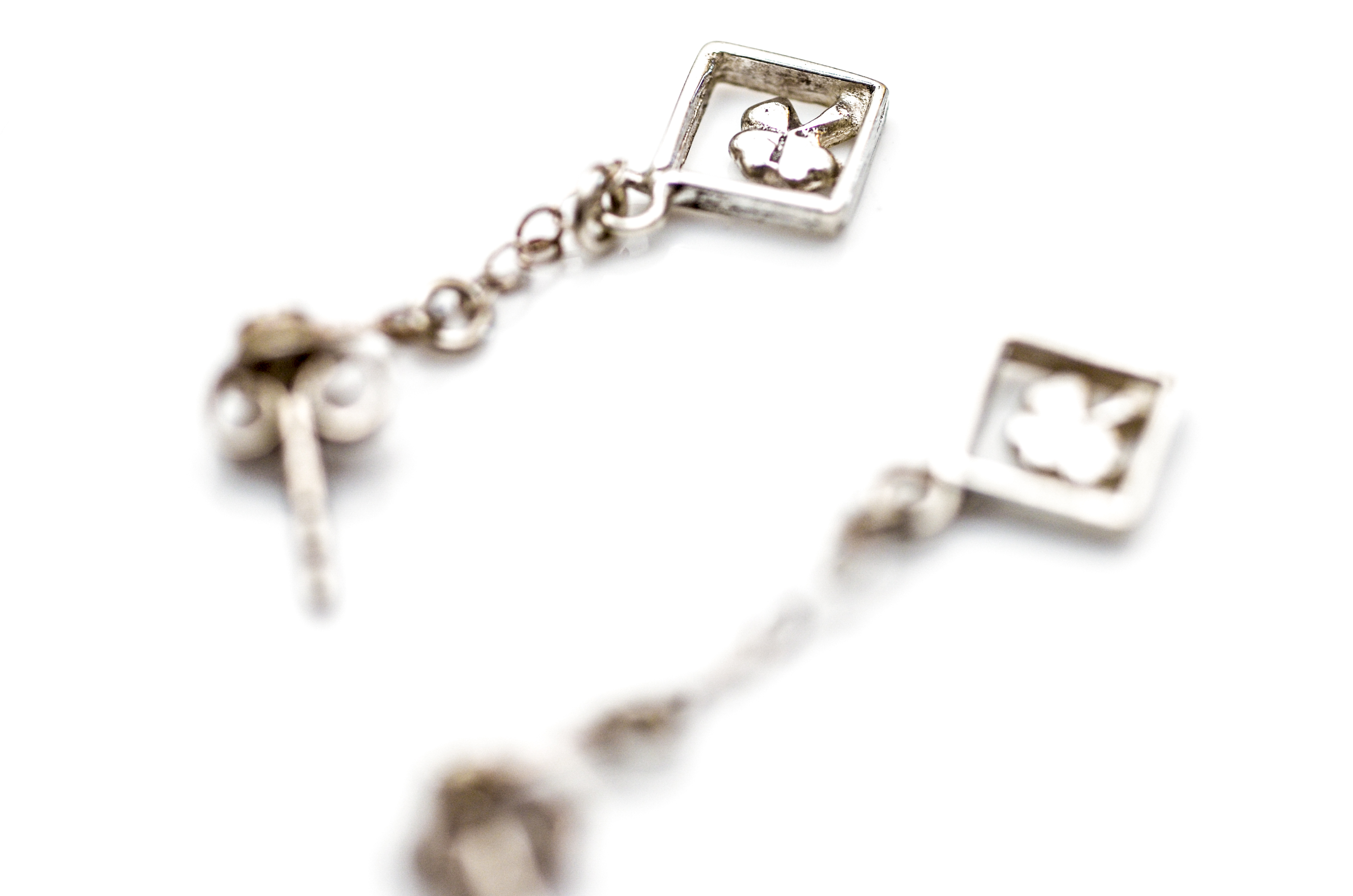 Sterling Silver Drop Earrings with Shamrocks