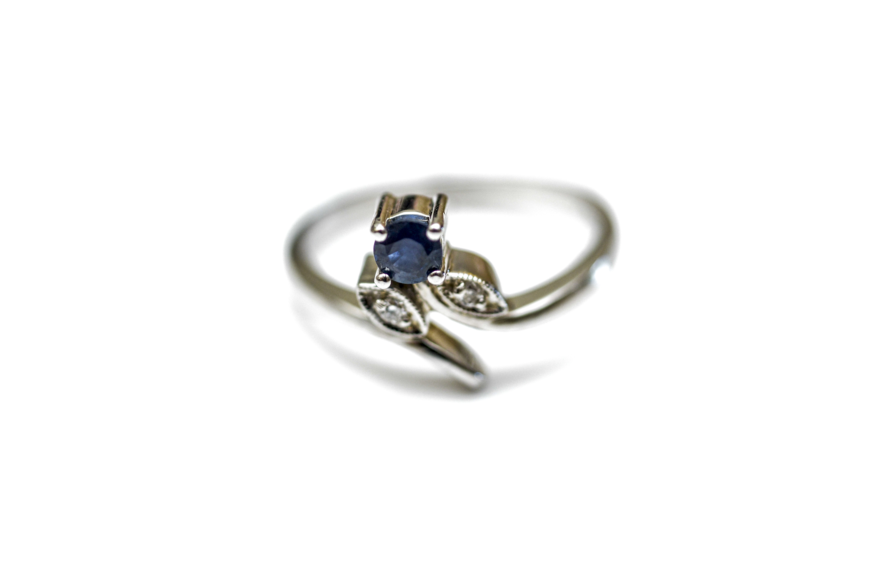 14K White Gold, Sapphire and Diamond Ring