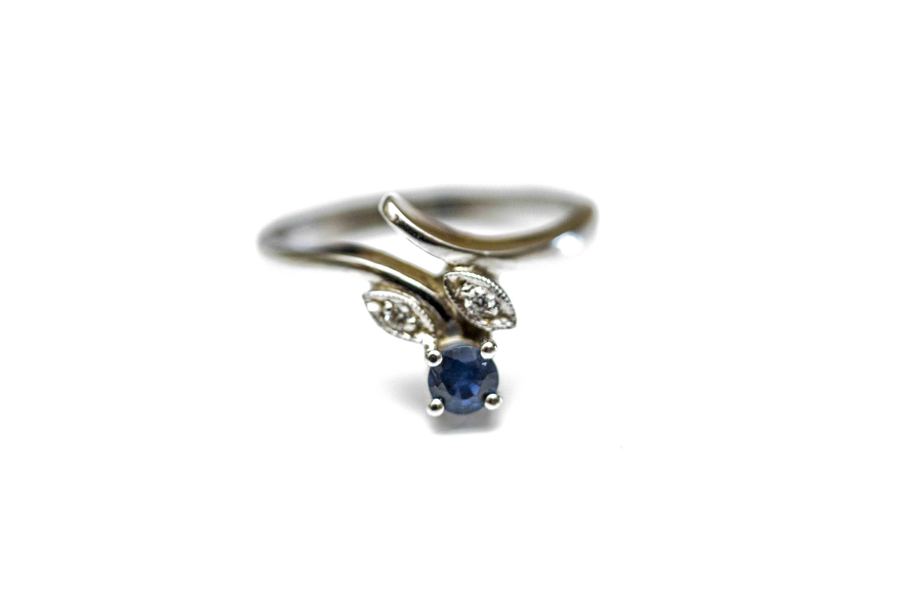 14K White Gold, Sapphire and Diamond Ring