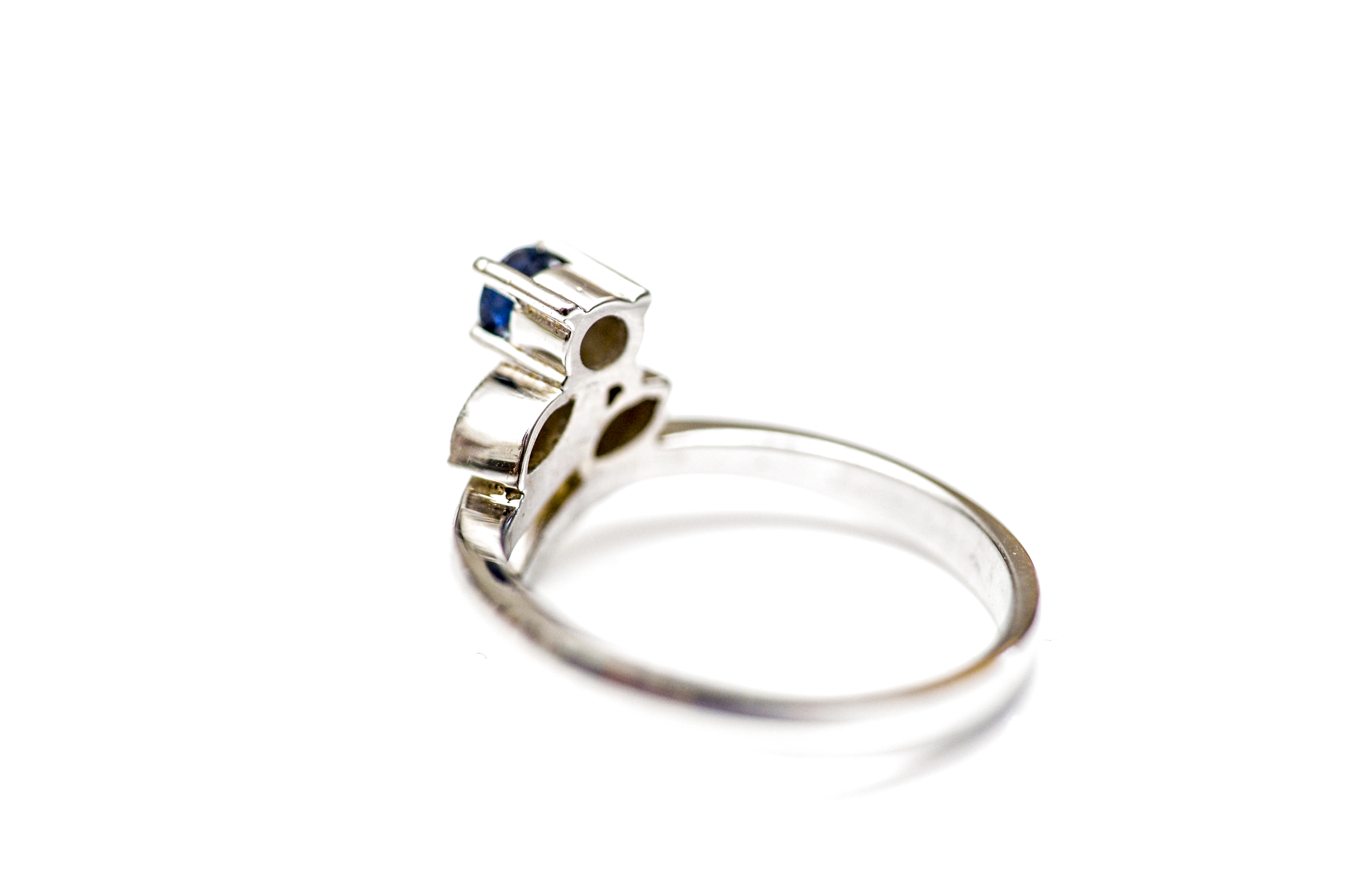 14K White Gold, Sapphire and Diamond Ring