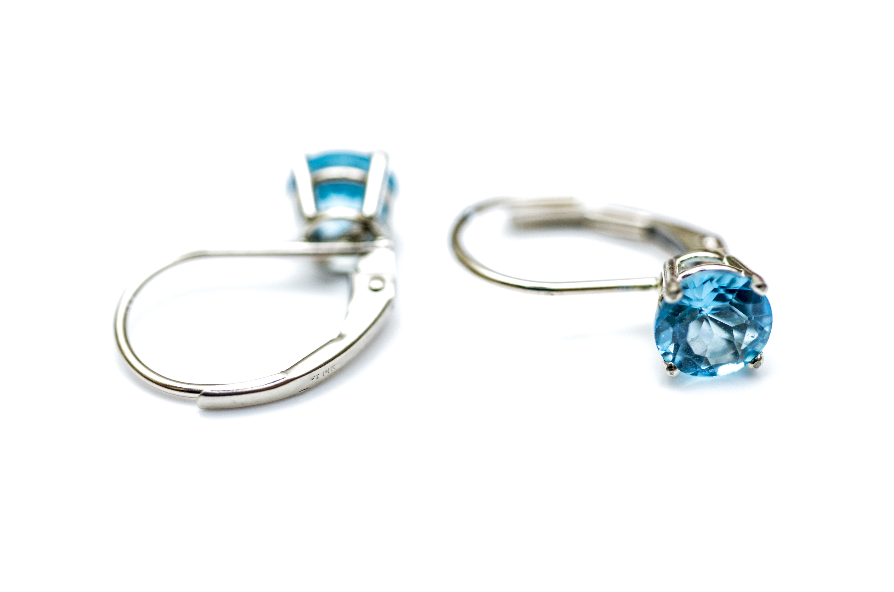 14K White Gold and Blue Topaz Earrings