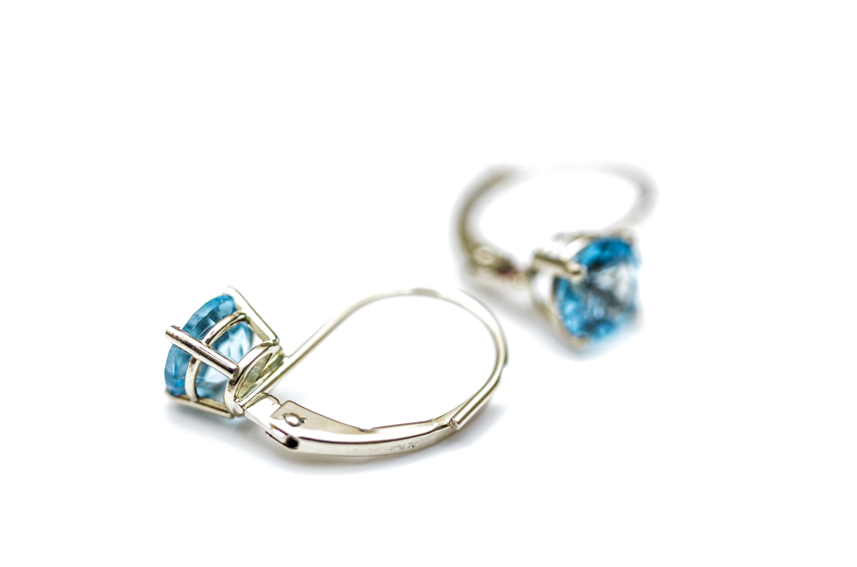 14K White Gold and Blue Topaz Earrings