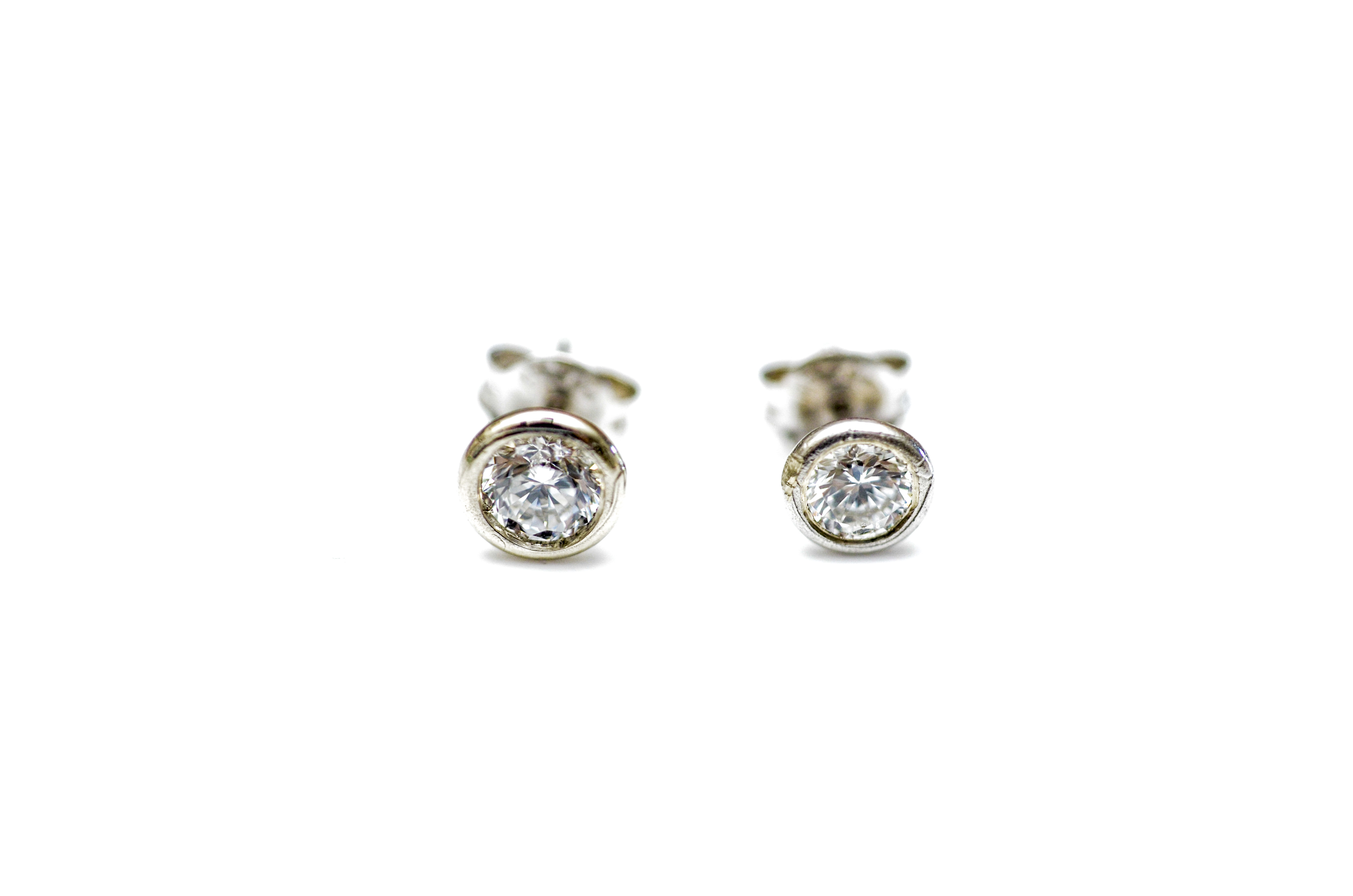 14K White Gold Martini Style Cubic Zirconia Earrings