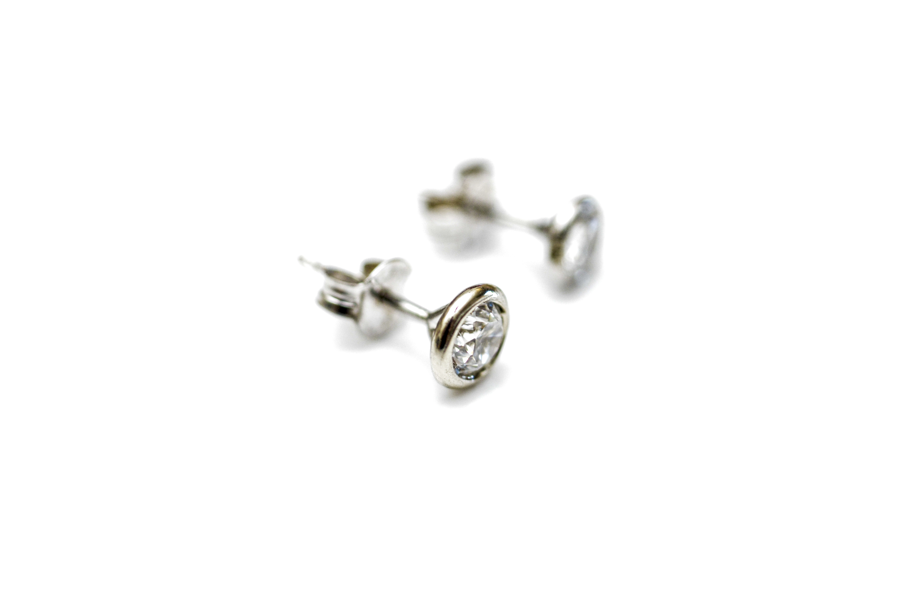 14K White Gold Martini Style Cubic Zirconia Earrings