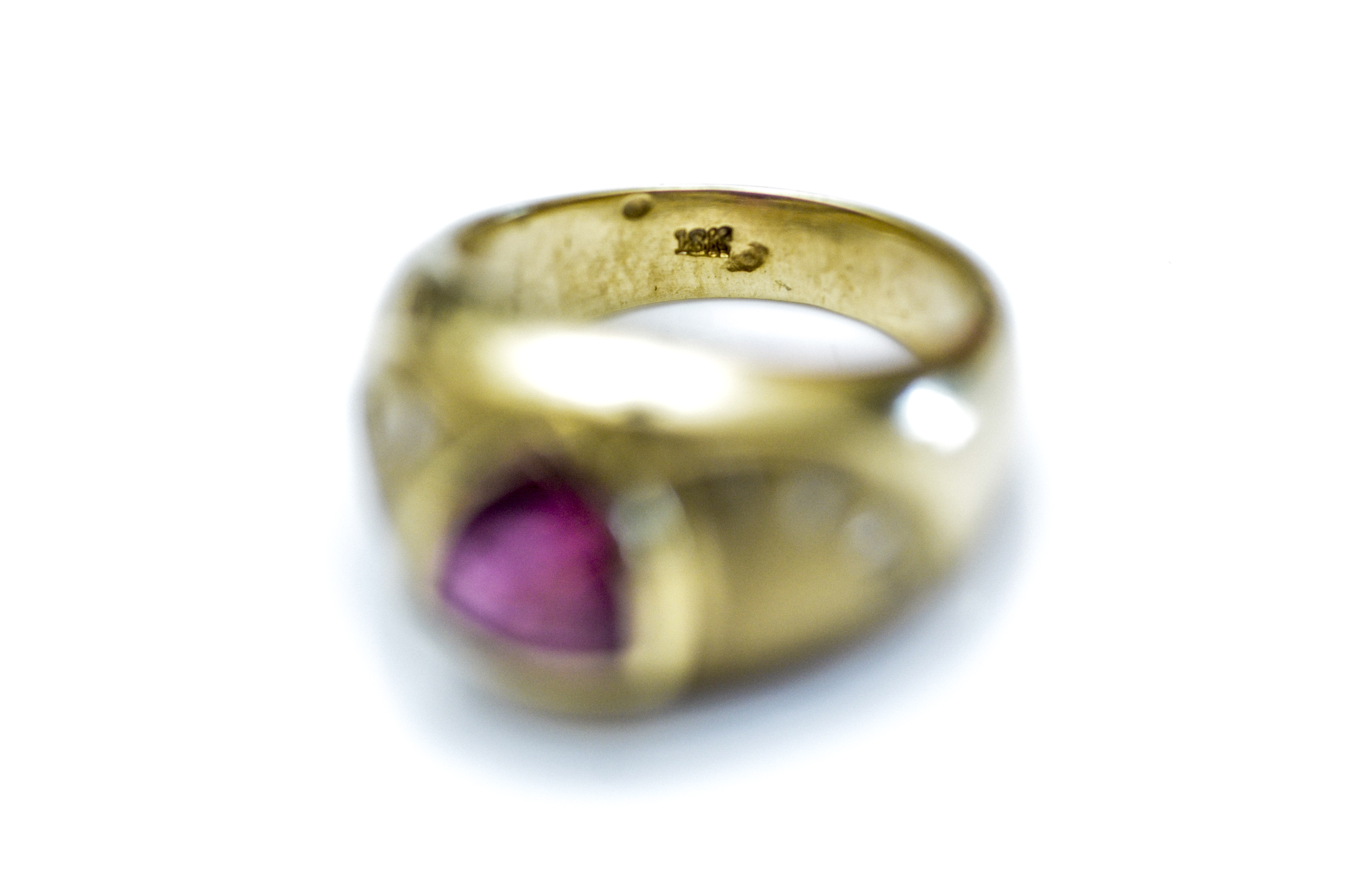 18K Yellow Gold and Red Tourmaline Ring