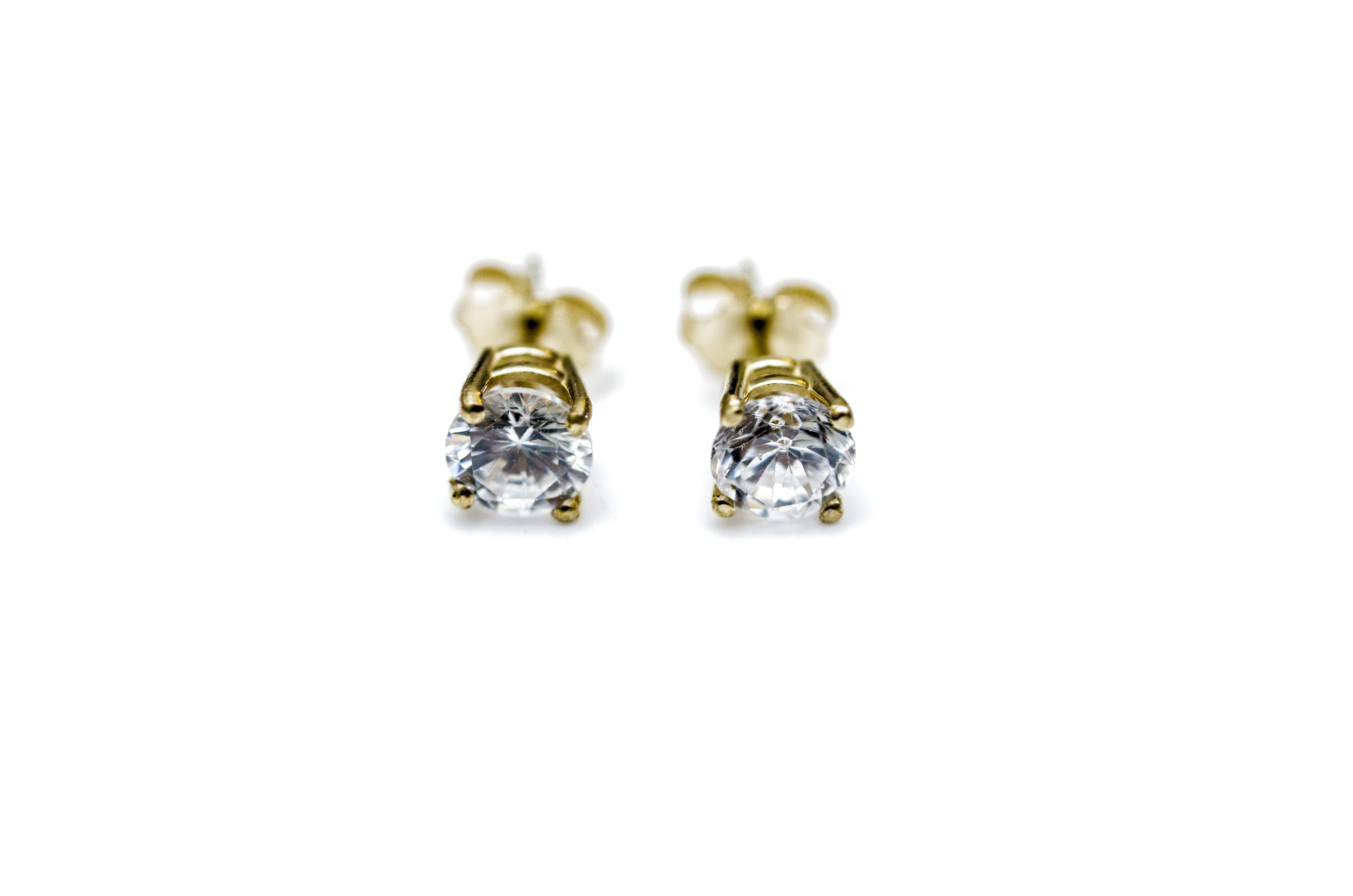 14K Yellow Gold and Cubic Zirconia Earrings