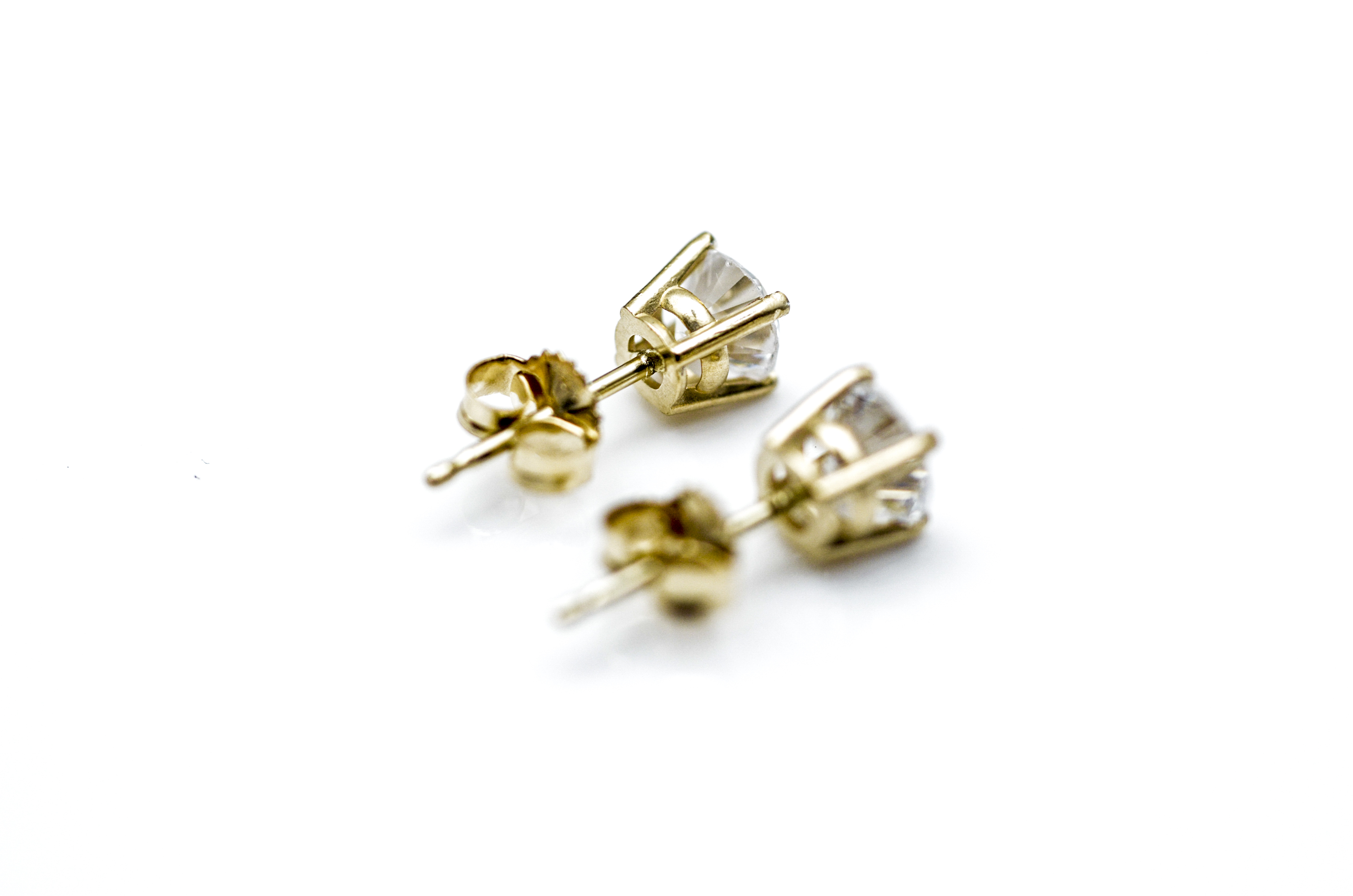 14K Yellow Gold and Cubic Zirconia Earrings