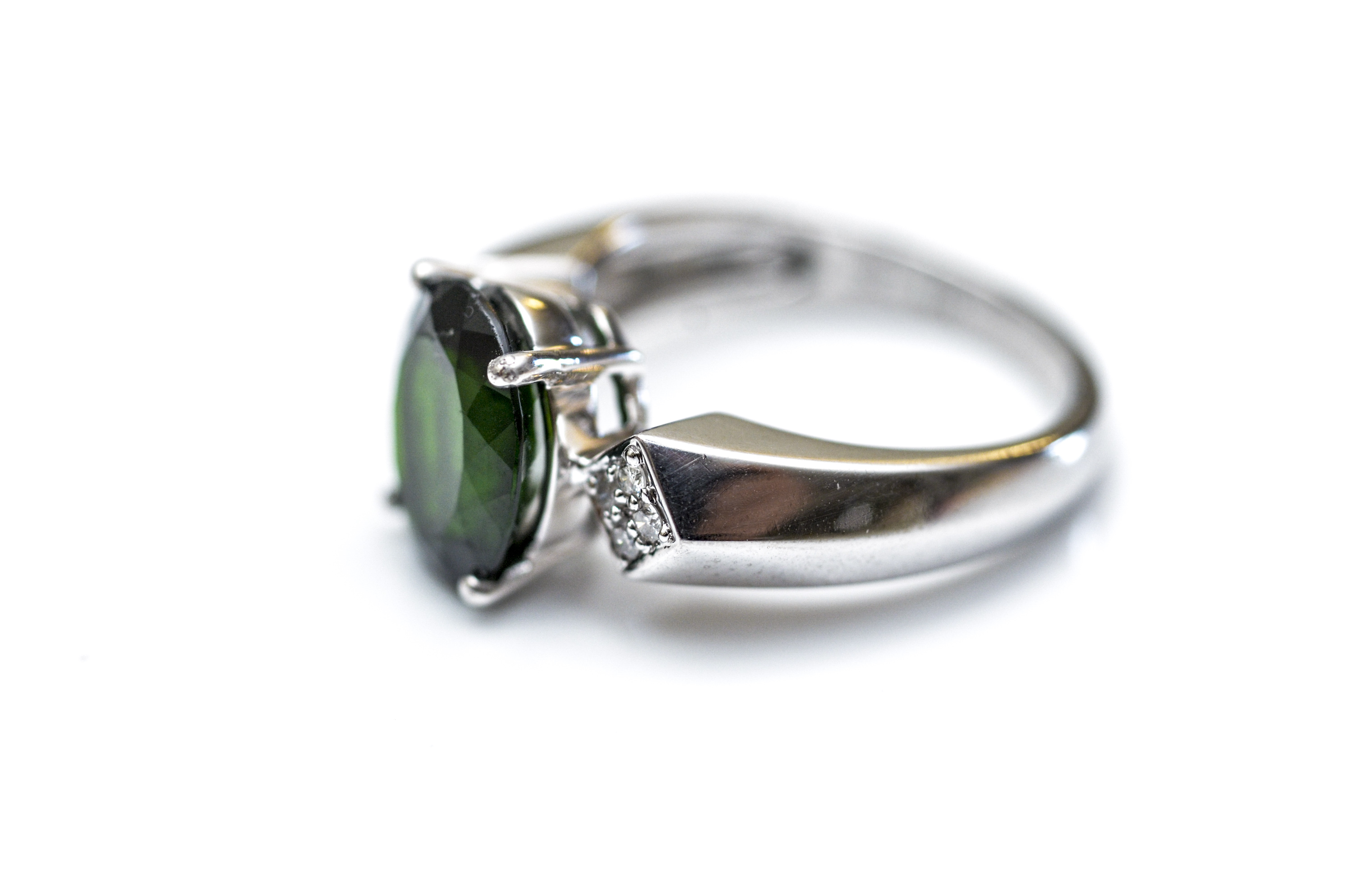 14K Yellow Gold Diopside and Diamond Ring