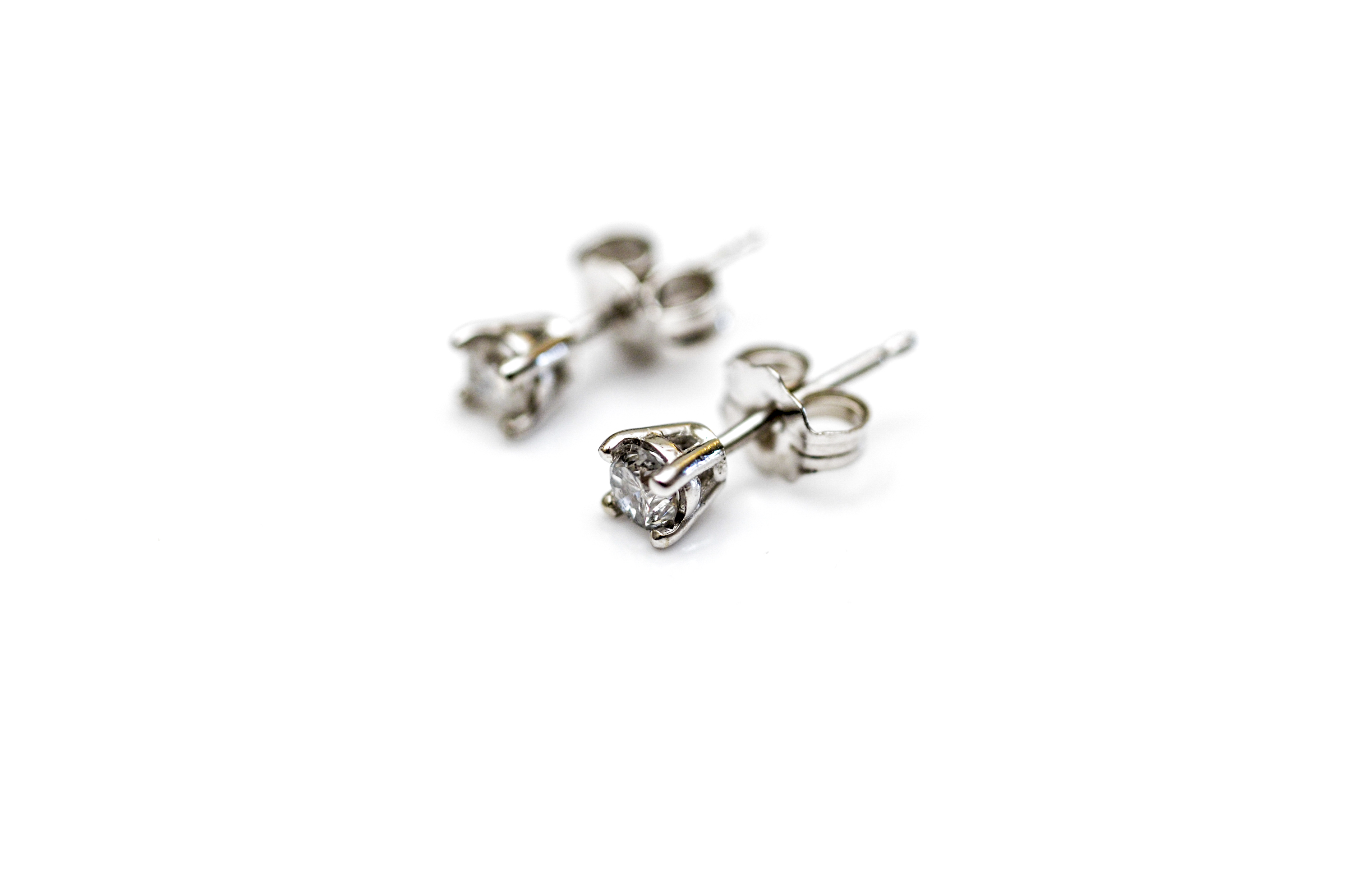 14K White Gold and Diamond Stud Earrings