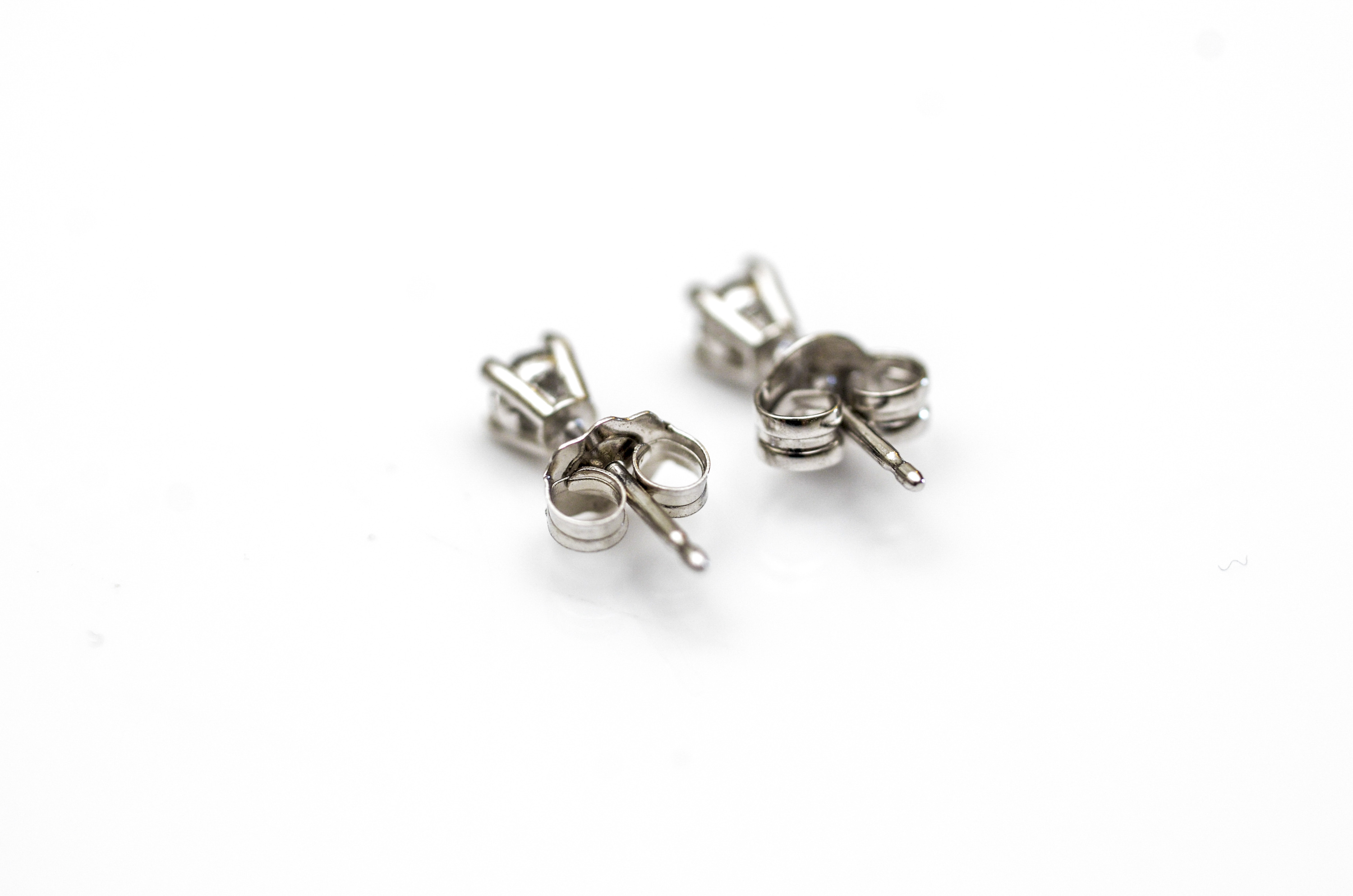 14K White Gold and Diamond Stud Earrings