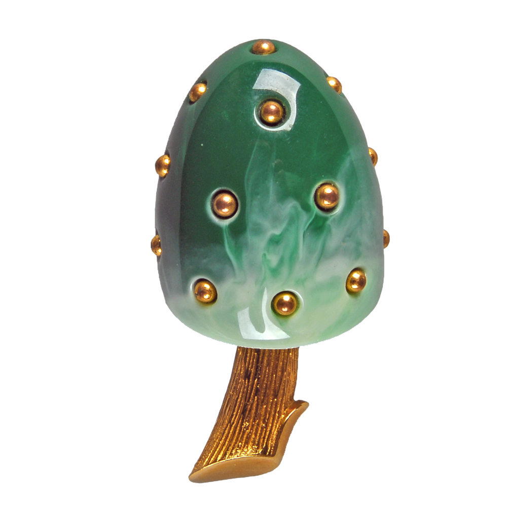 Trifari Fortune Green Mushroom Brooch