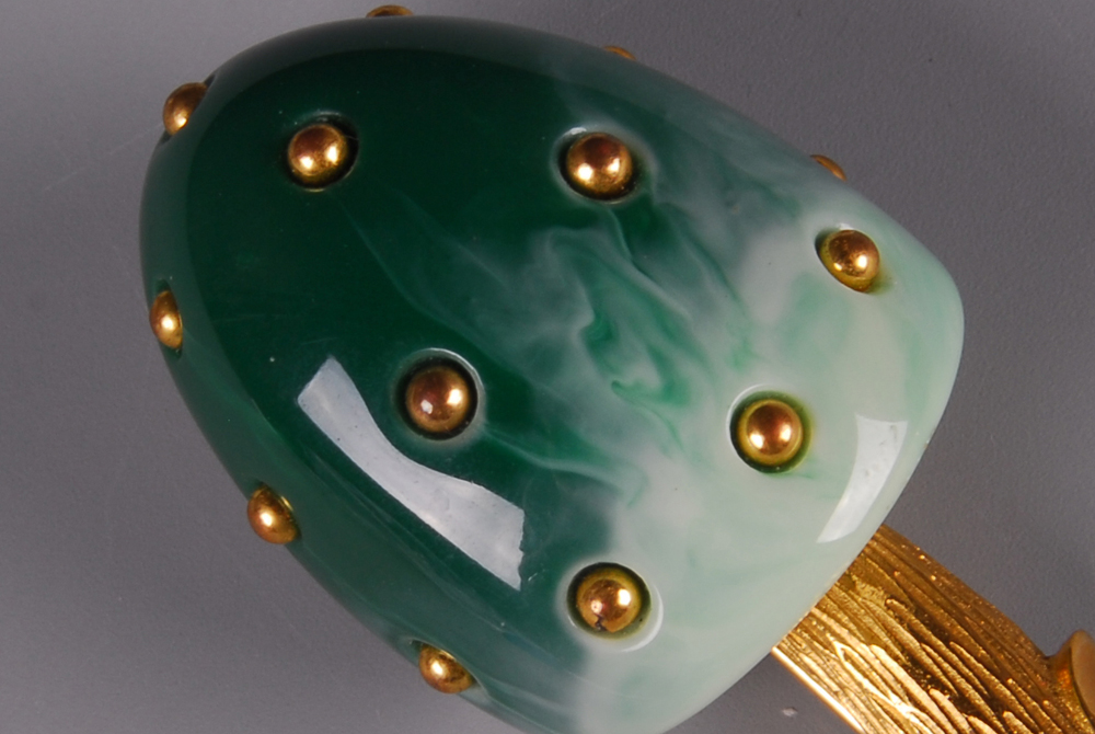 Trifari Fortune Green Mushroom Brooch
