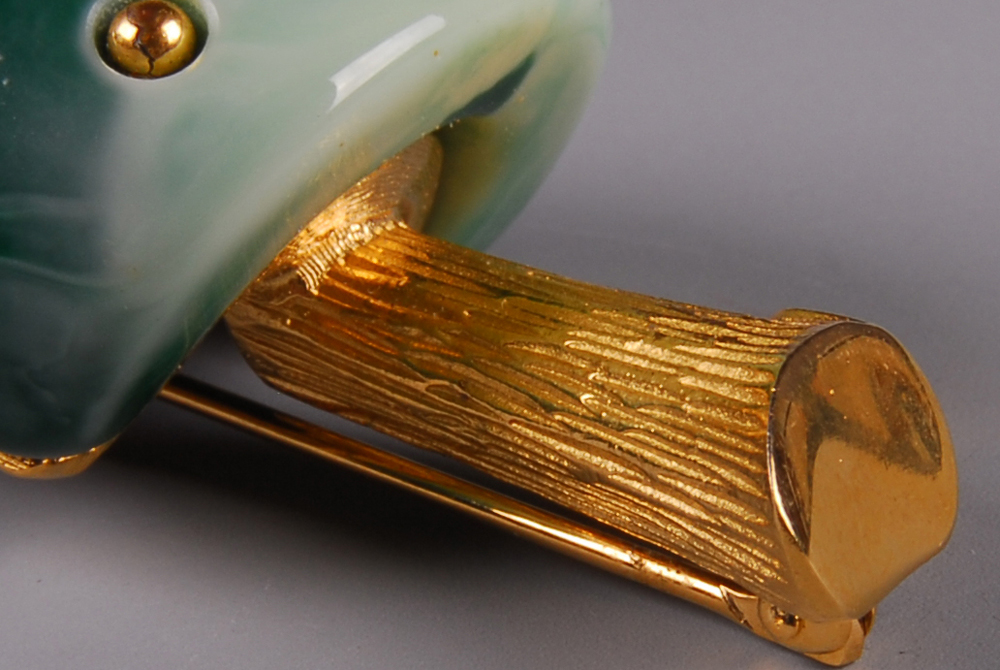 Trifari Fortune Green Mushroom Brooch