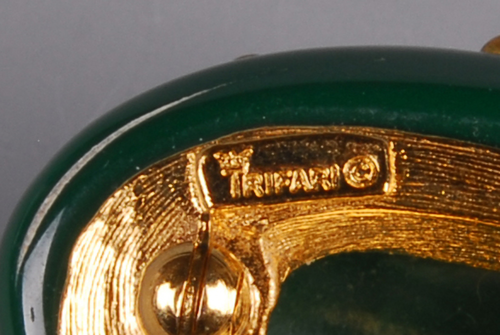 Trifari Fortune Green Mushroom Brooch