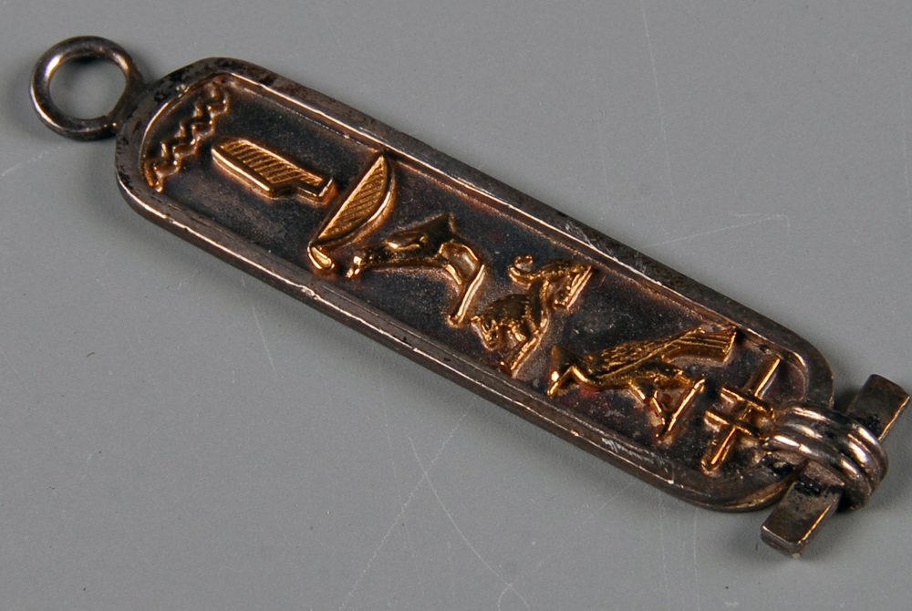 Sterling Silver and 14 Karat Gold Cartouche