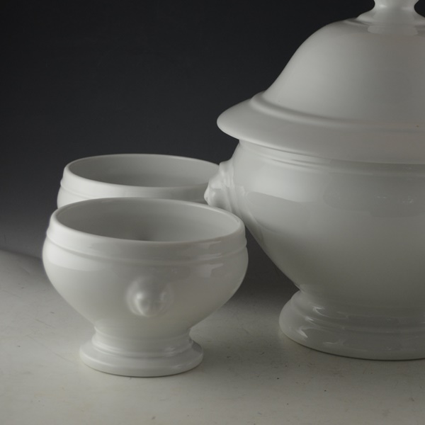 Apilco Porcelain Soup Tureen With Soup Bowls