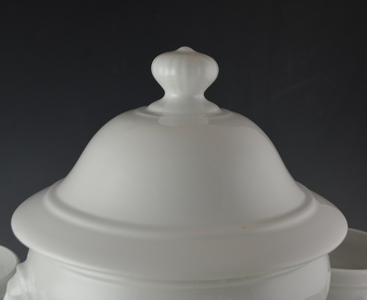 Apilco Porcelain Soup Tureen With Soup Bowls
