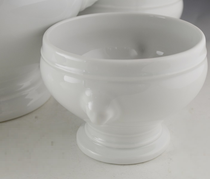 Apilco Porcelain Soup Tureen With Soup Bowls