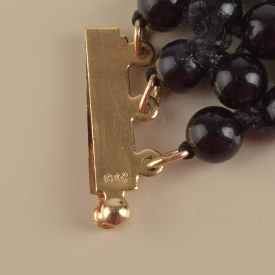 Pearl and Black Bead Bracelet with 14K Gold Clasp