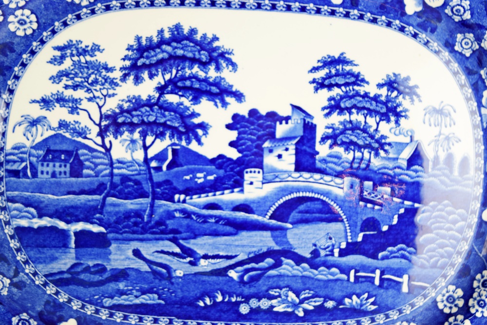 Copeland "Spode's Tower" Blue and White Transferware, Platters and Bowls