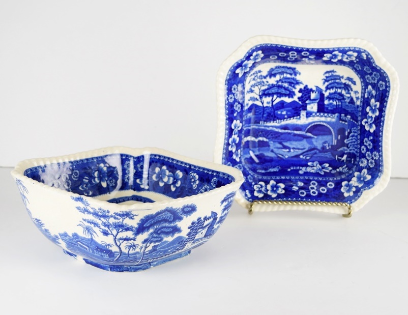 Copeland "Spode's Tower" Blue and White Transferware, Platters and Bowls