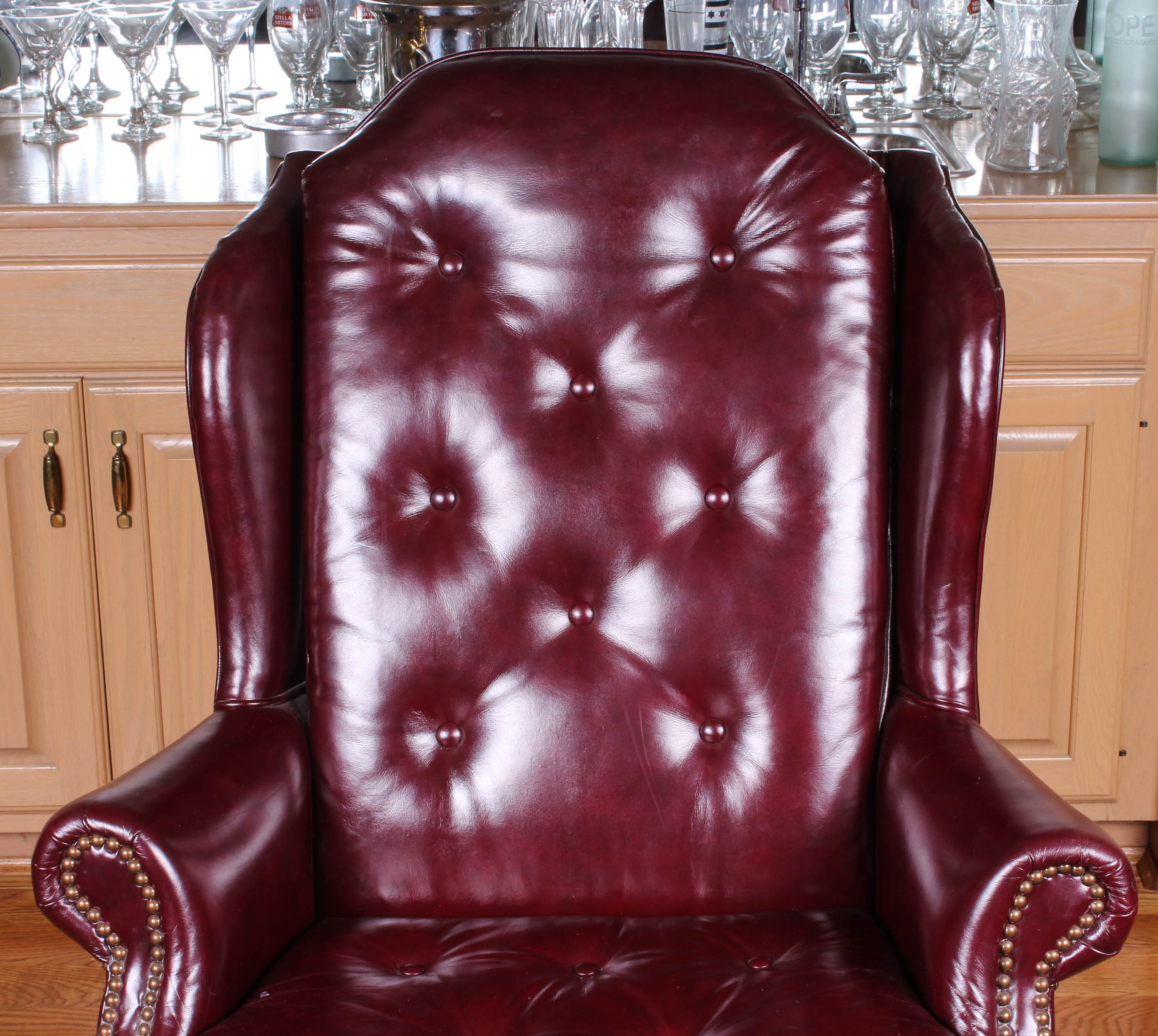 Broyhill Leather Wingback Armchair