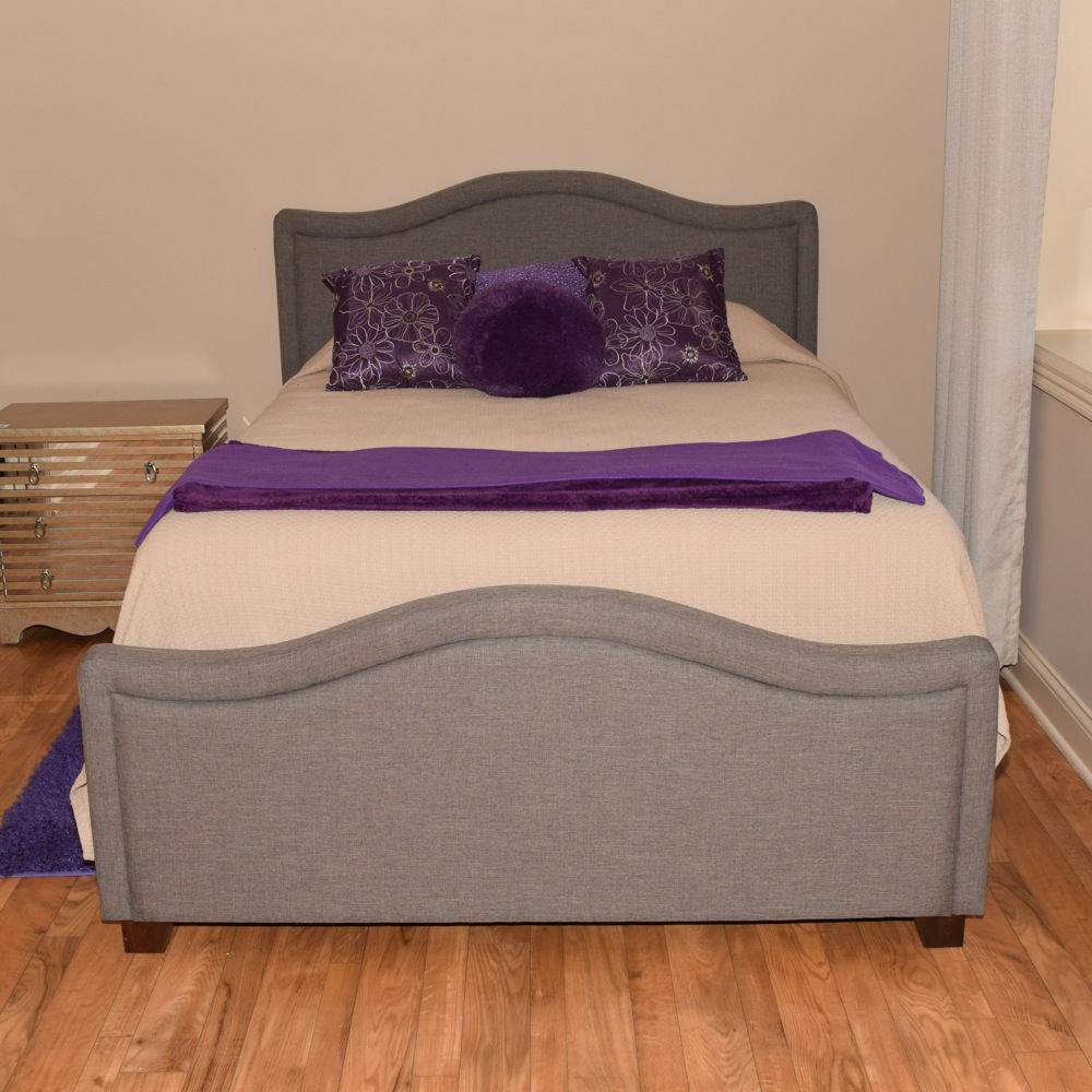 Modern Charcoal Grey Upholstered Bed