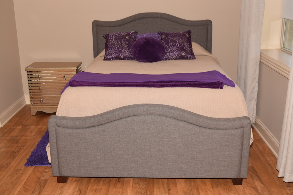 Modern Charcoal Grey Upholstered Bed