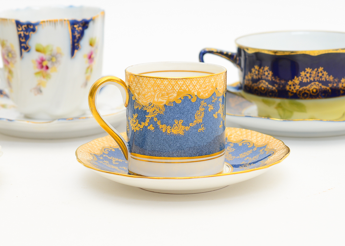 Collection of Various Teacups and Saucers