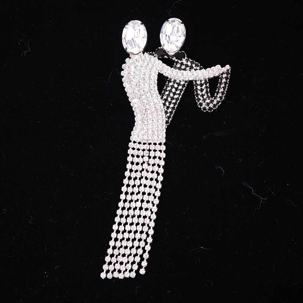 Vintage Rhinestone Pin Assortment Including Art Deco Dancers