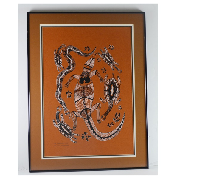 Greg Weatherby "The Waterhole" 1988 Original Mixed Media