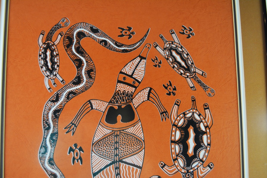 Greg Weatherby "The Waterhole" 1988 Original Mixed Media