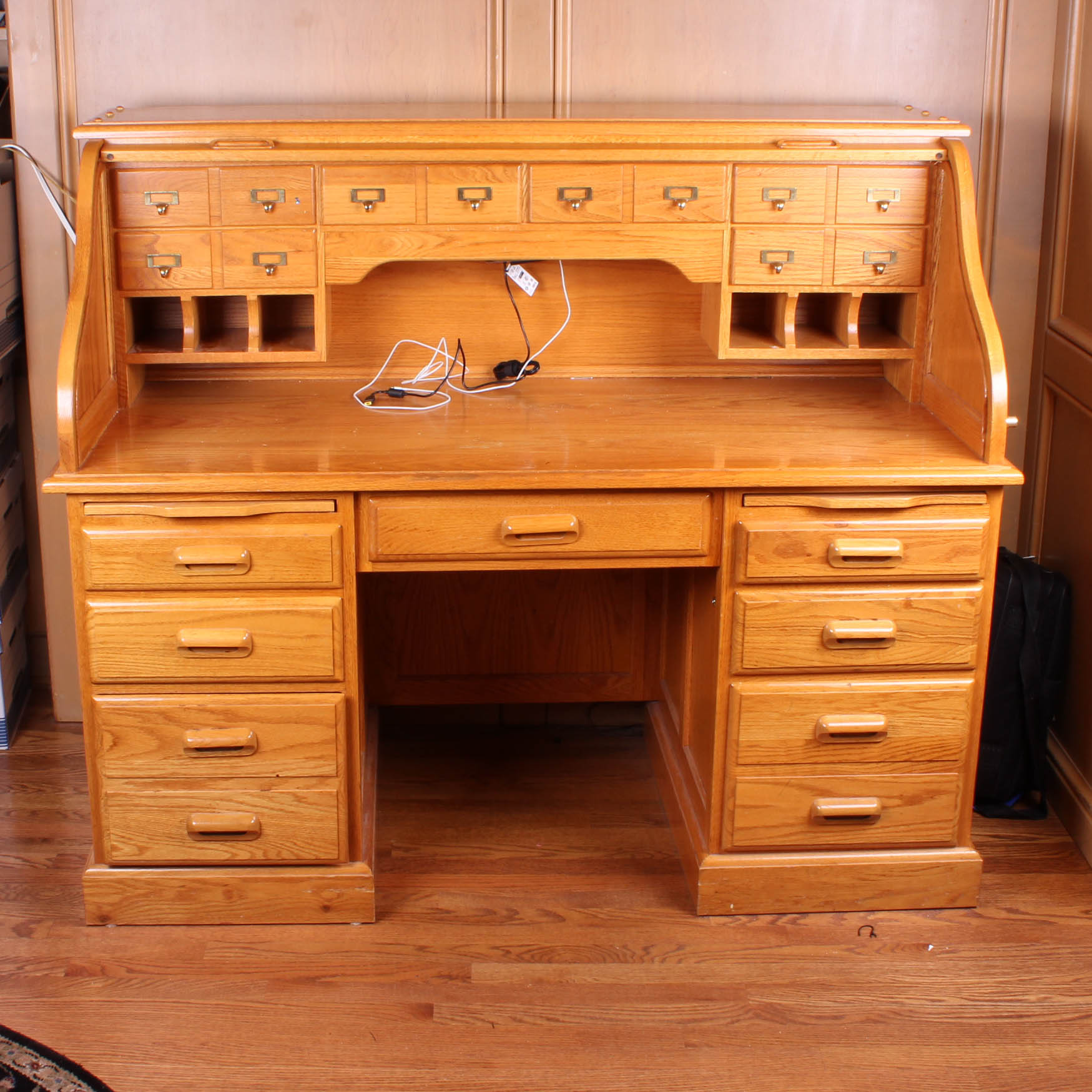 Oak Roll Top Desk by Nathan Hale