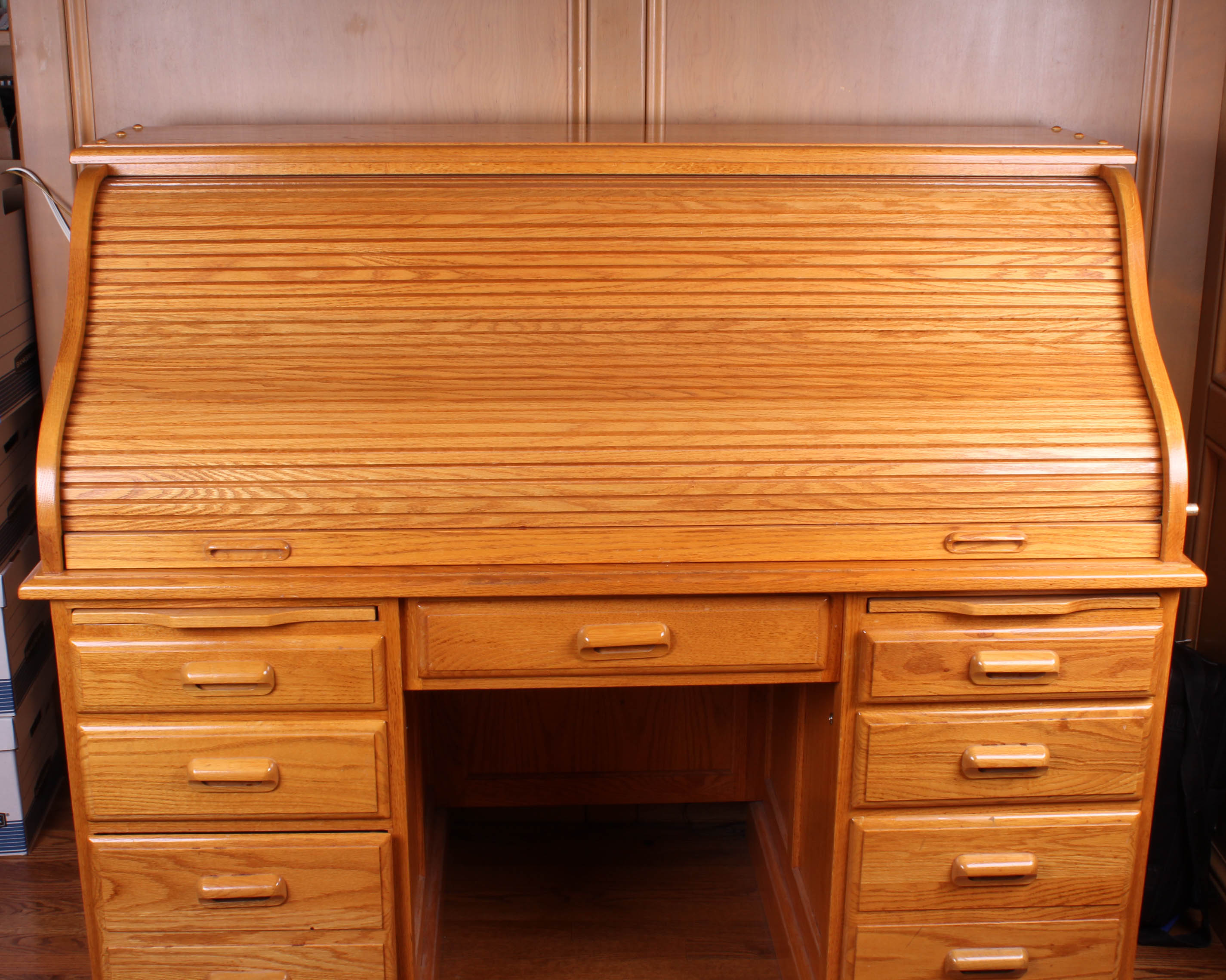 Oak Roll Top Desk by Nathan Hale