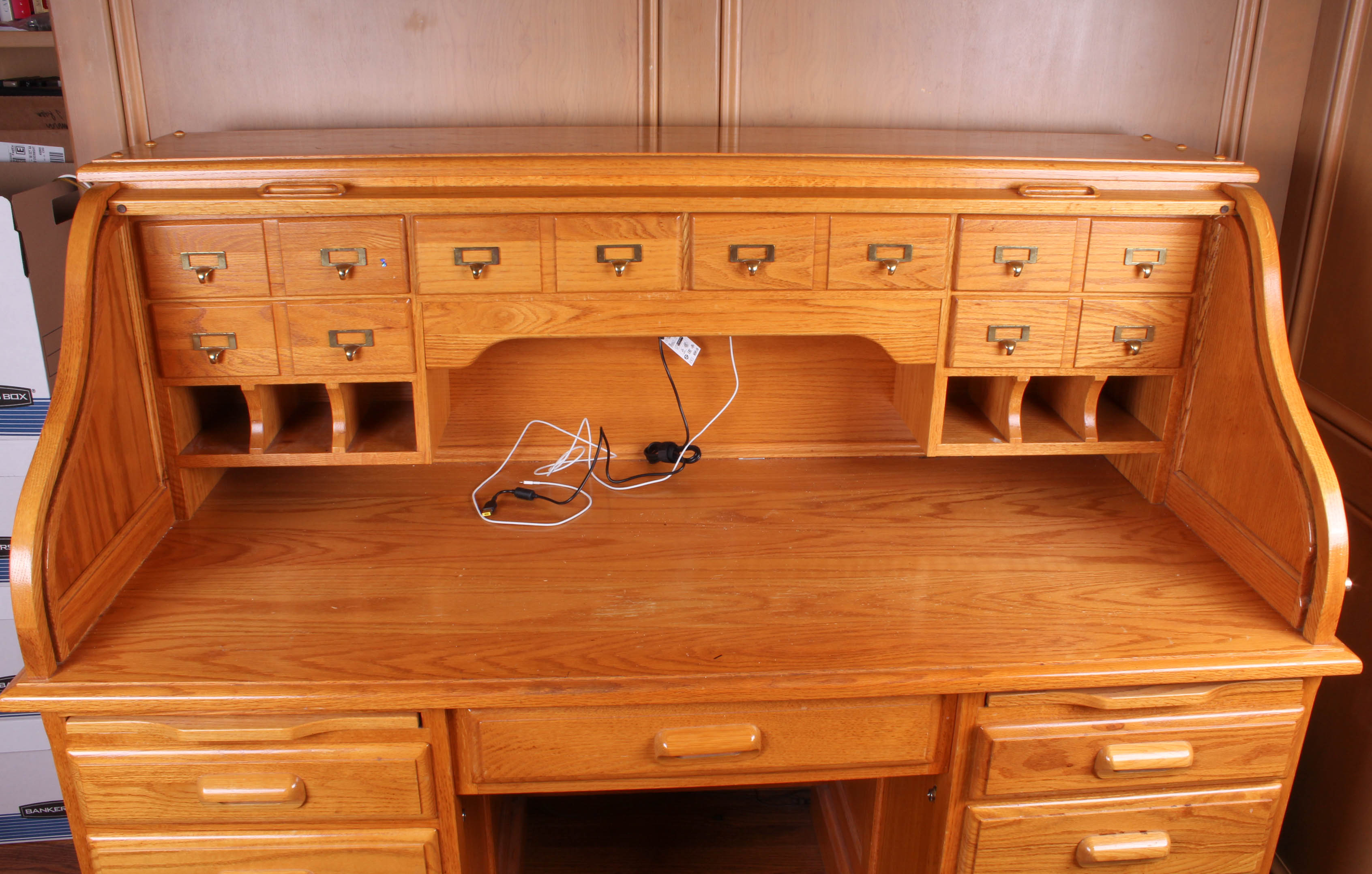 Oak Roll Top Desk by Nathan Hale