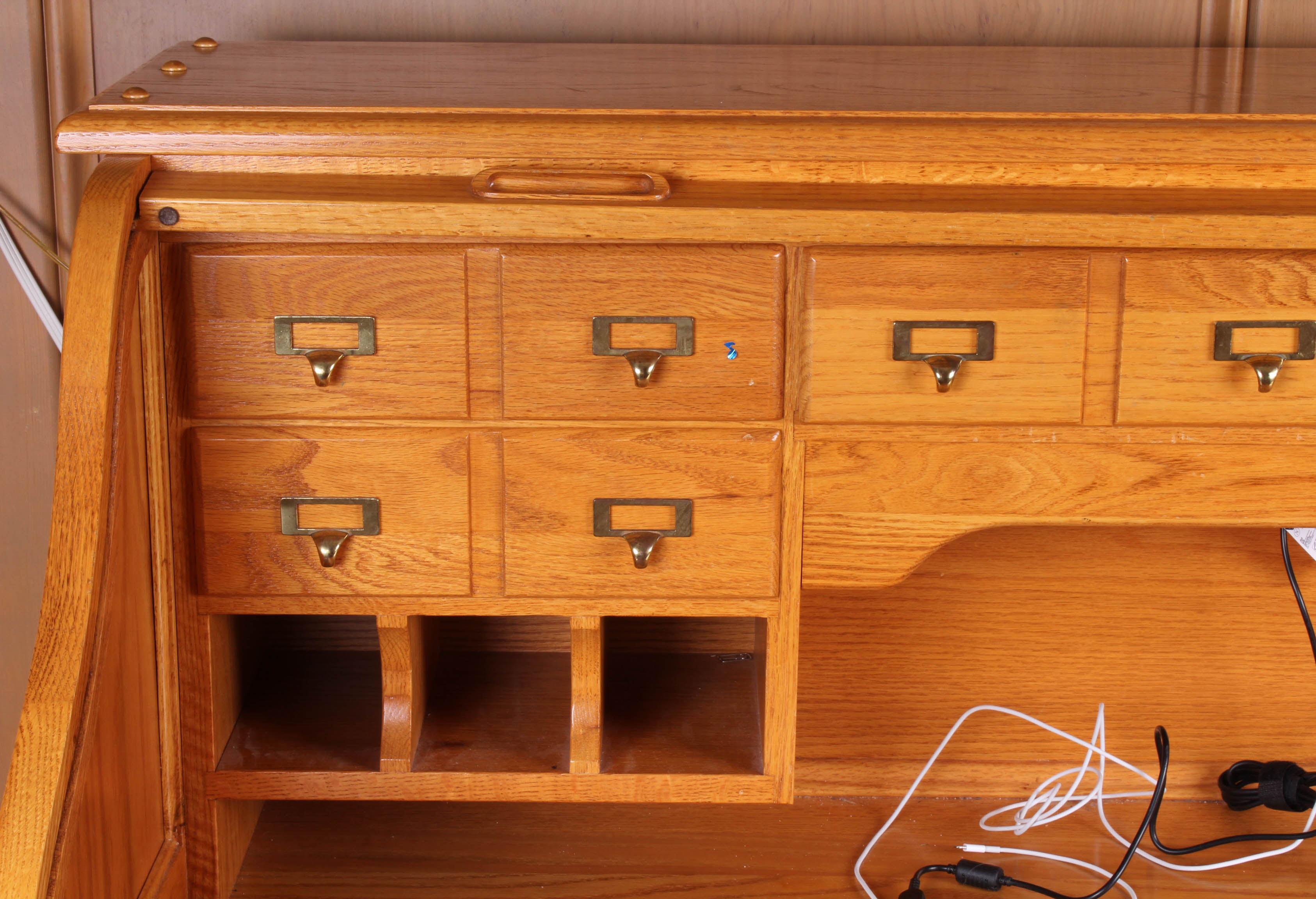 Oak Roll Top Desk by Nathan Hale
